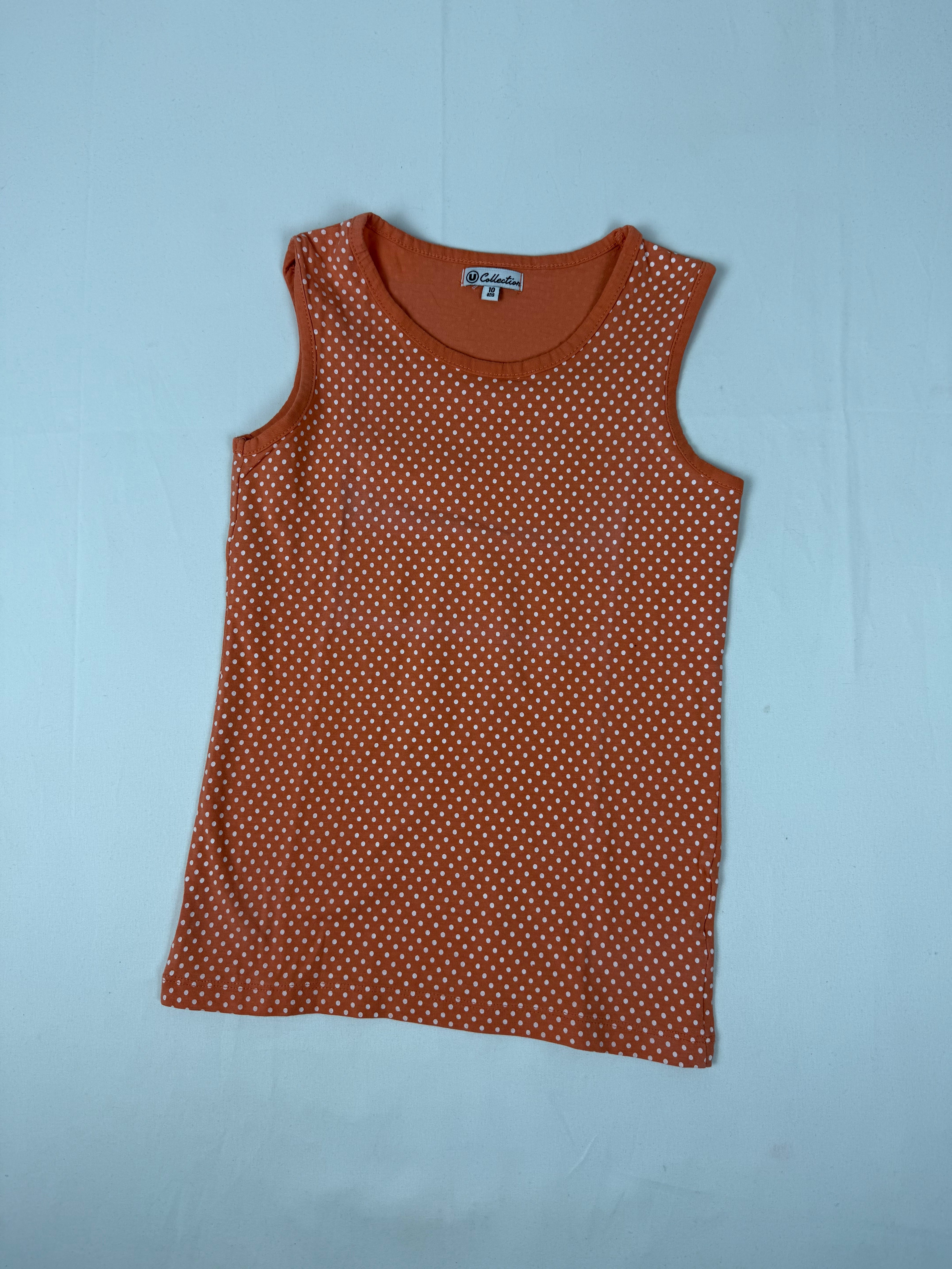 Orange cotton polka dots top (XS)