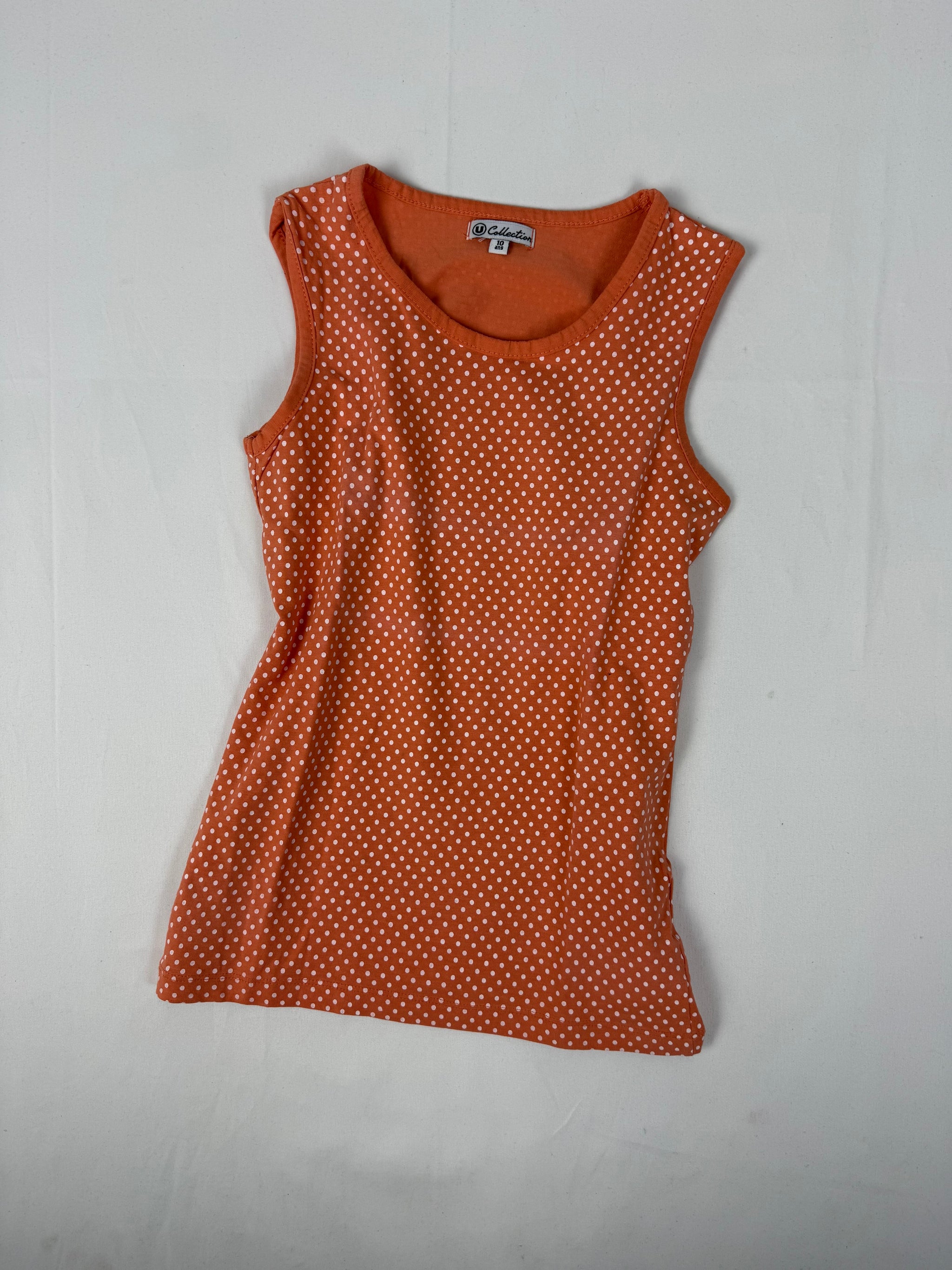 Orange cotton polka dots top (XS)