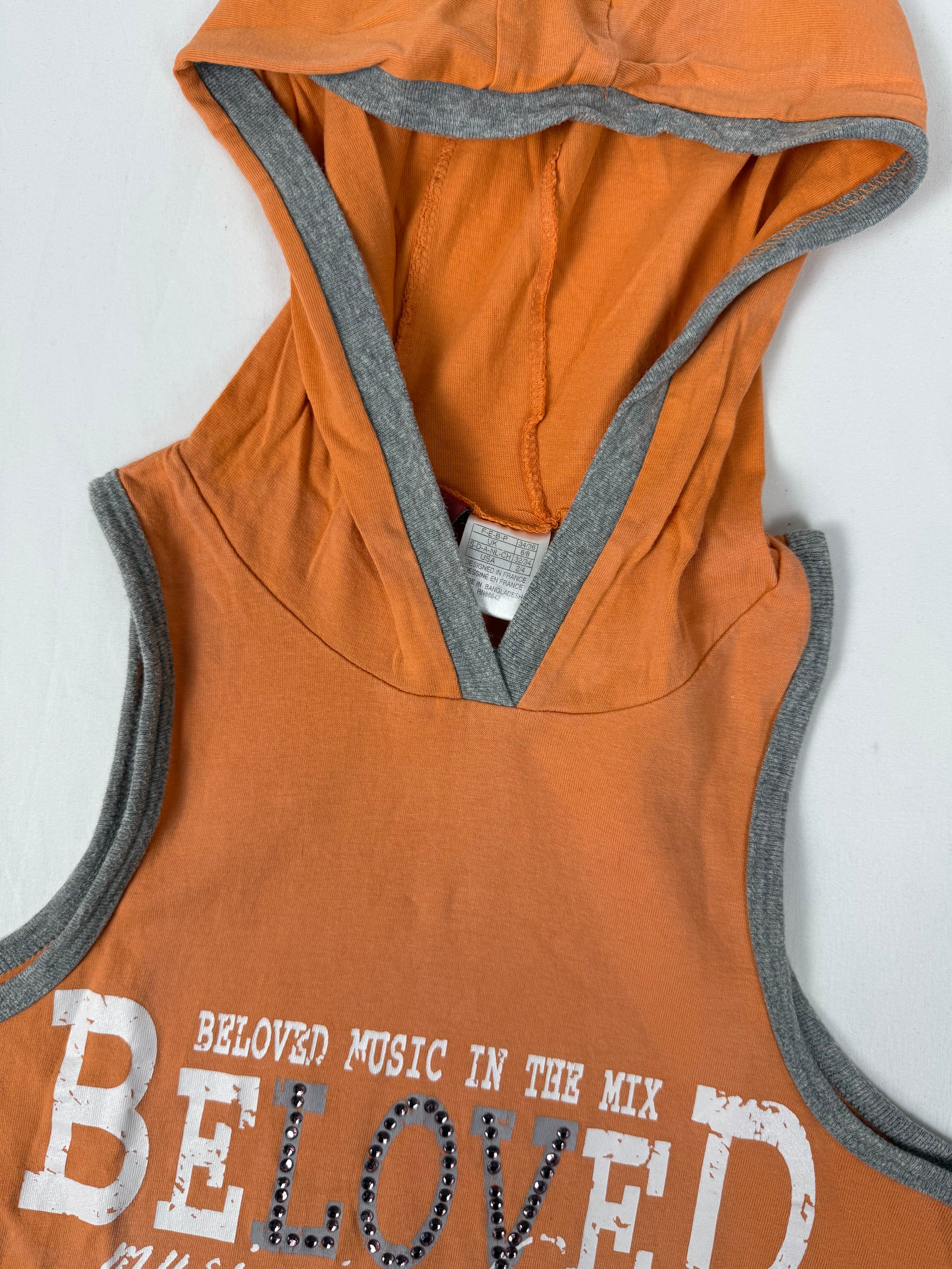 Orange cotton hooded top (S)