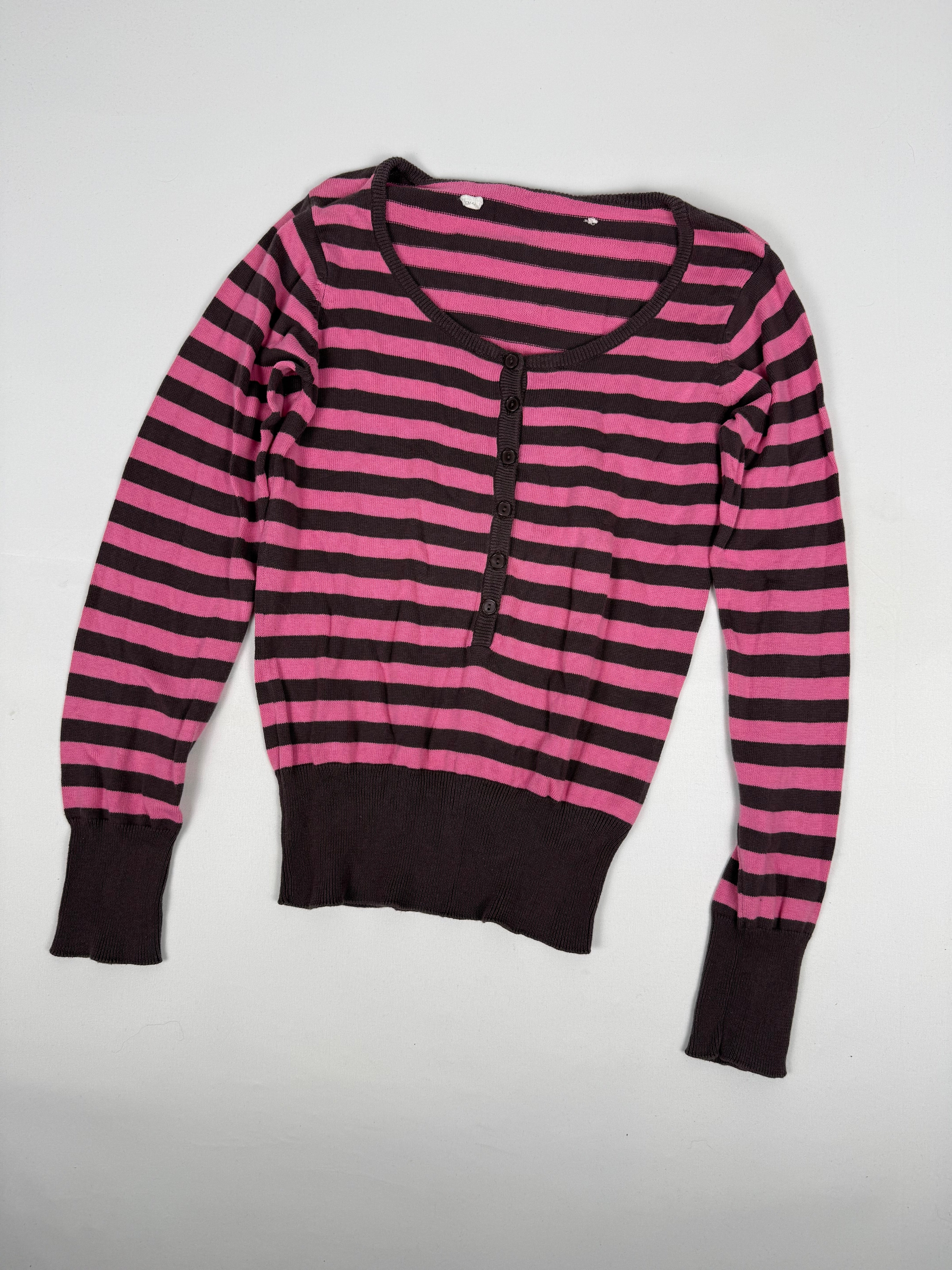 Pink striped stretchy knit jumper (S)