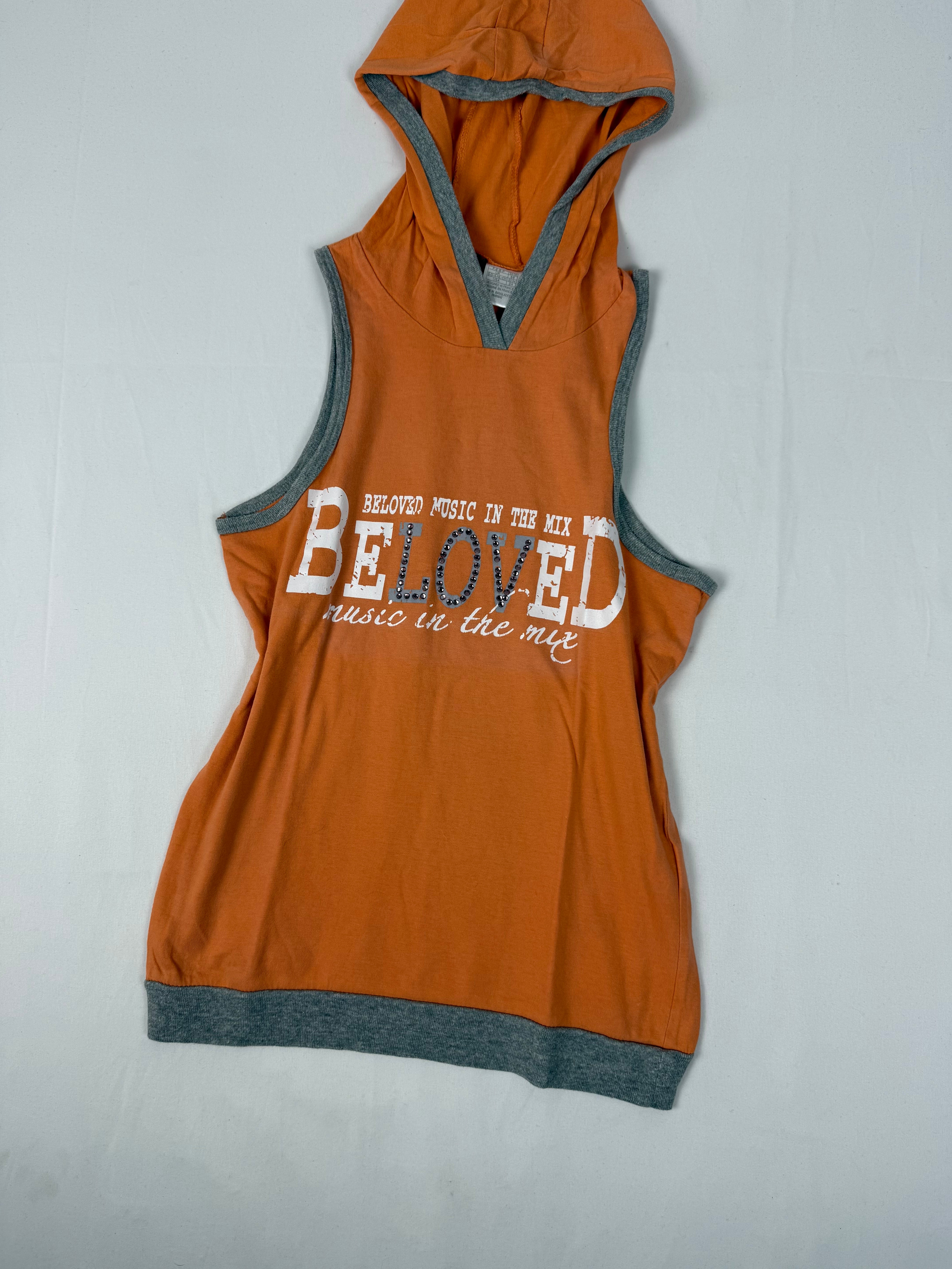 Orange cotton hooded top (S)