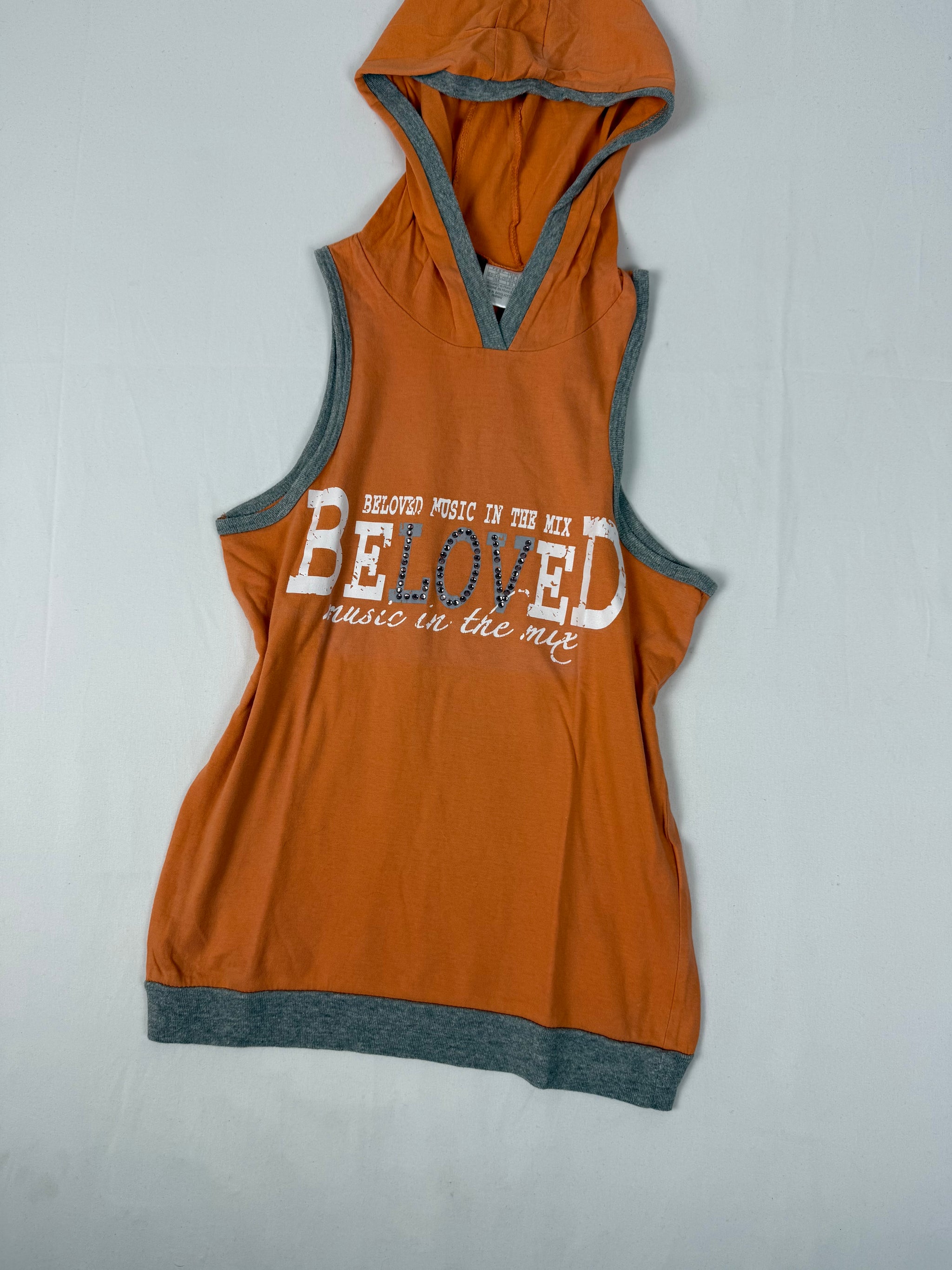Orange cotton hooded top (S)
