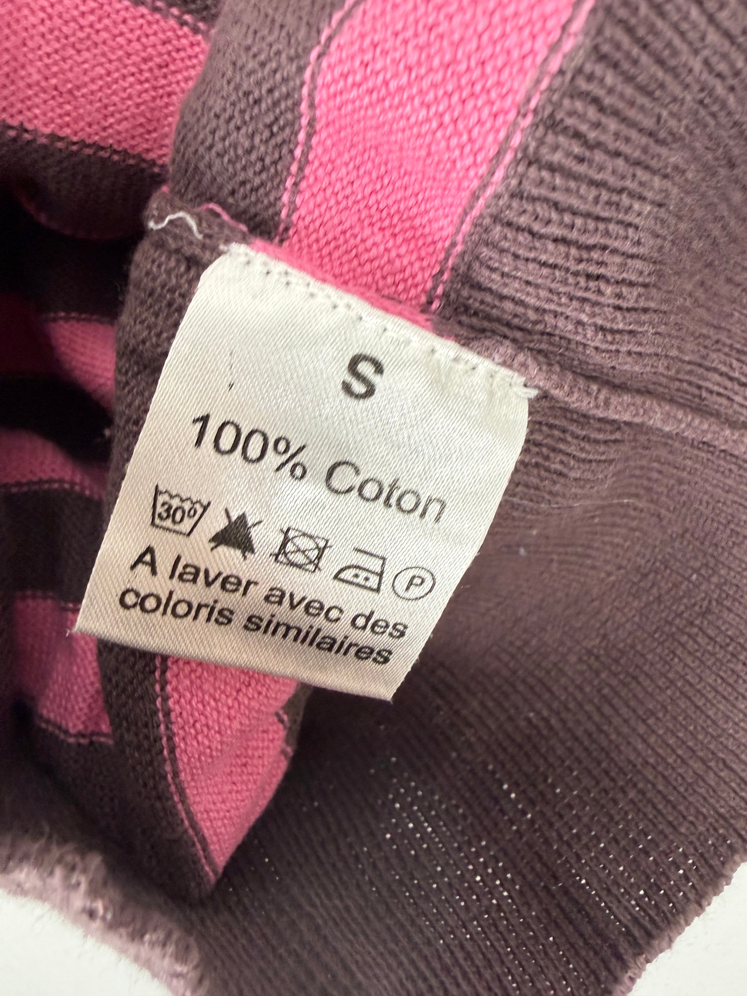 Pink striped stretchy knit jumper (S)