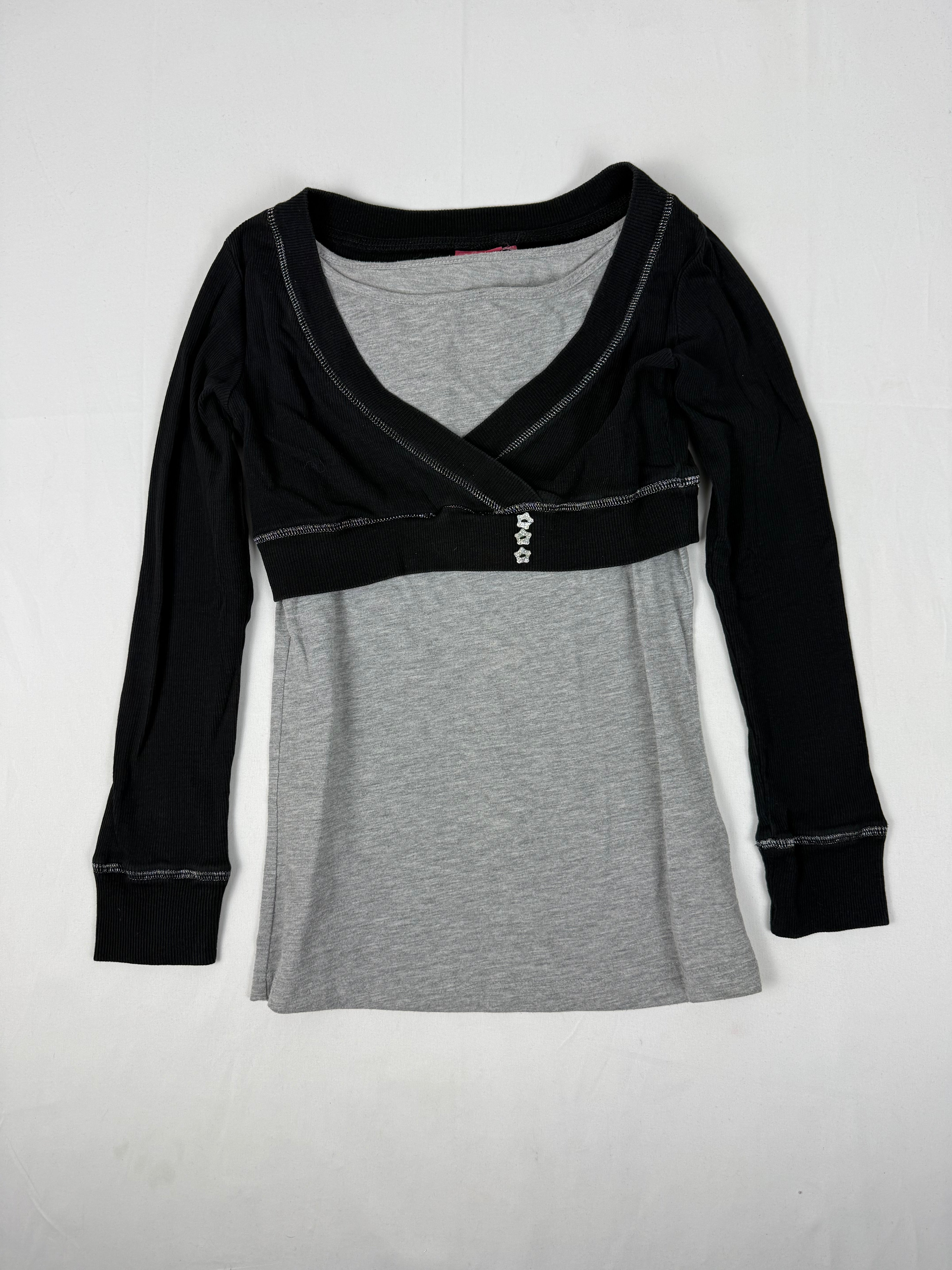 Grey 2 in 1 bolero long sleeves top (S)