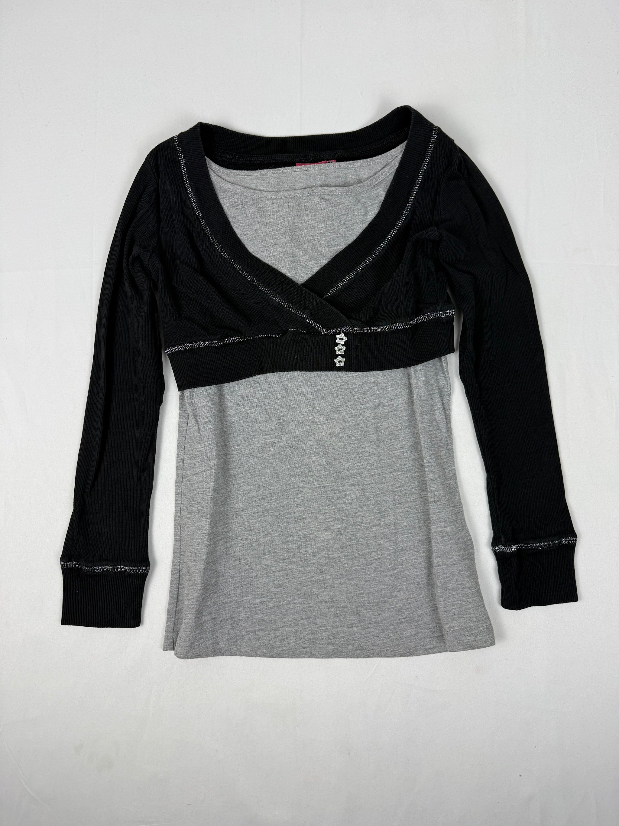 Grey 2 in 1 bolero long sleeves top (S)