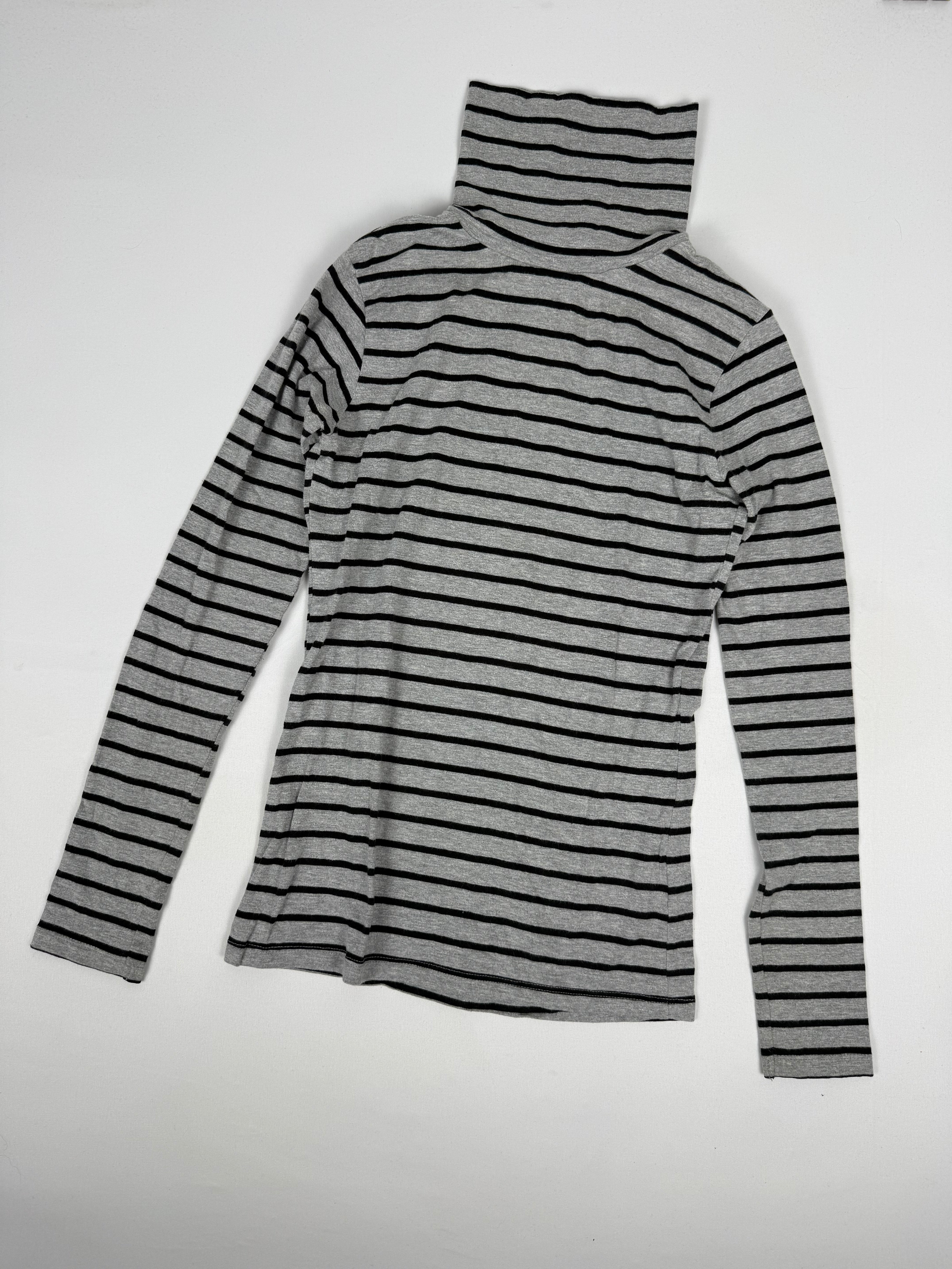 Grey striped cotton long sleeves top (S)