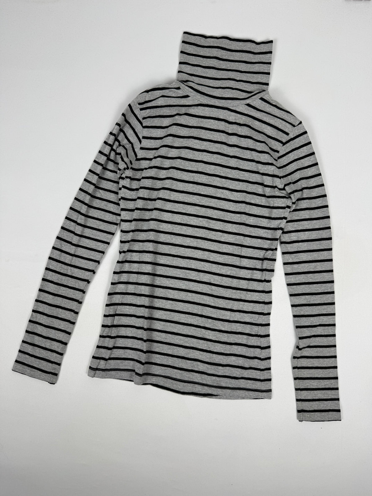Grey striped cotton long sleeves top (S)