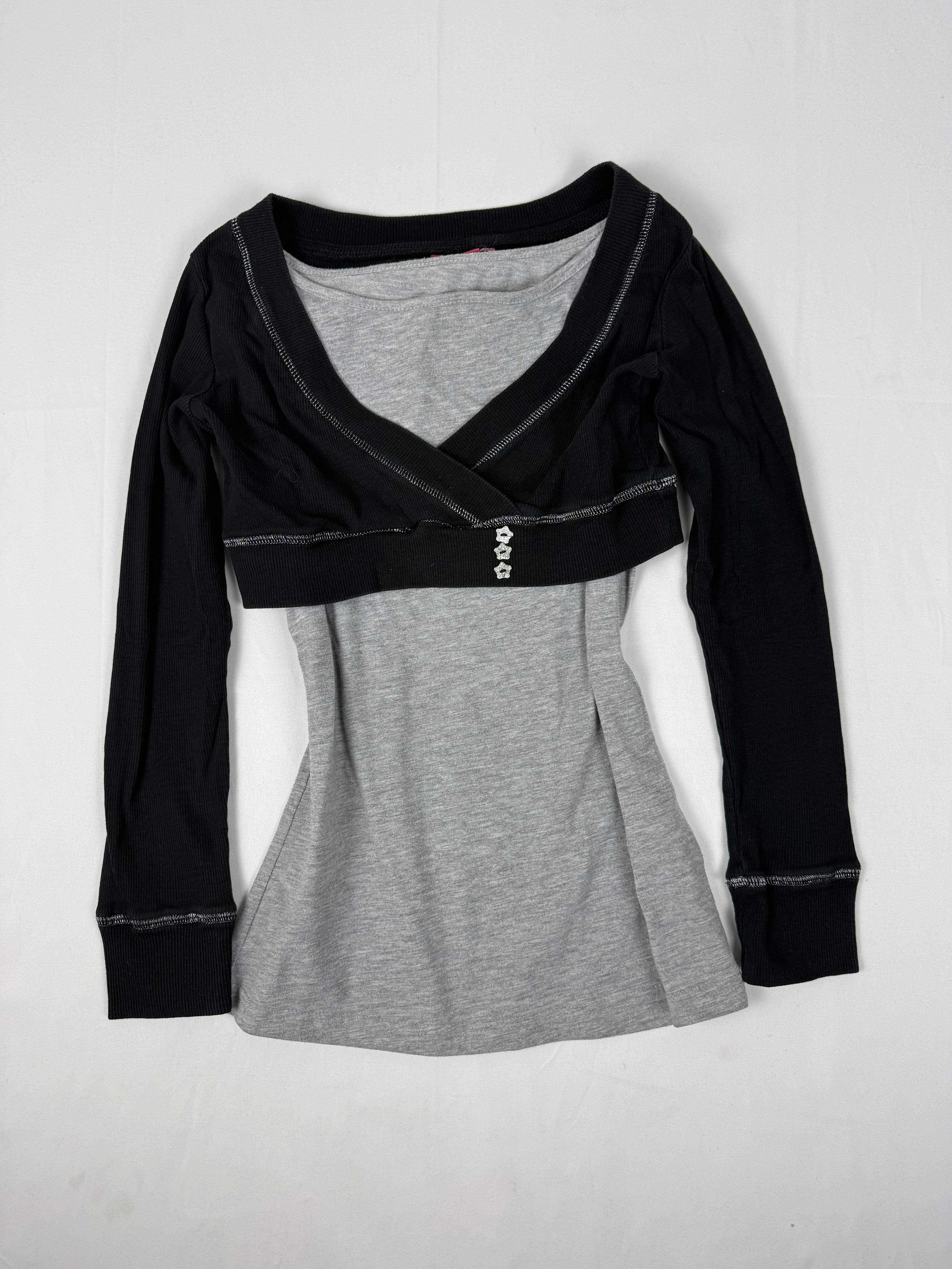 Grey 2 in 1 bolero long sleeves top (S)
