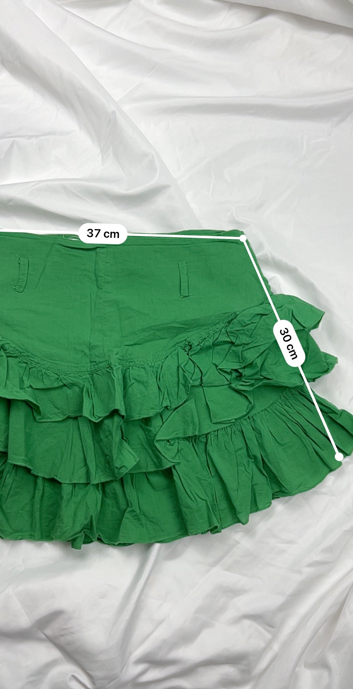 Green cotton low rise mini pleated skirt (M)