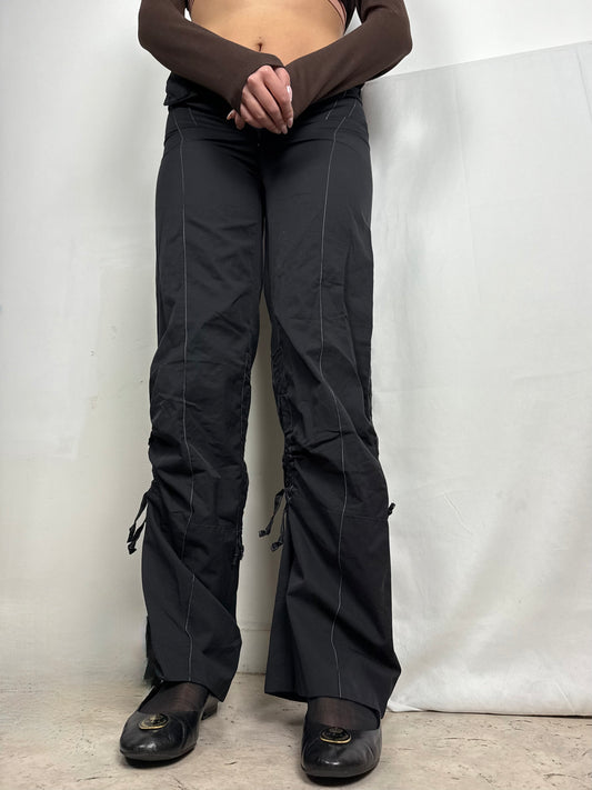 Black ruched striped pants (XS)