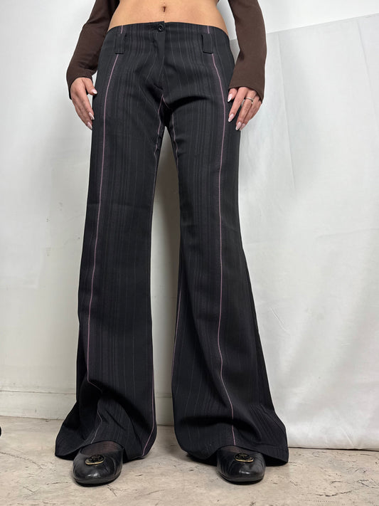 Black low rise flared bootcut office pants (L)