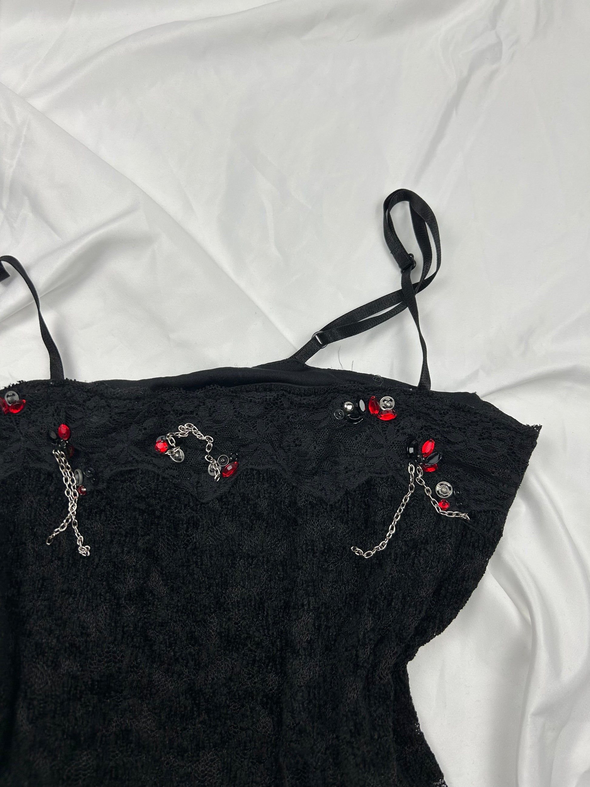 Black lace lined cami top (S)