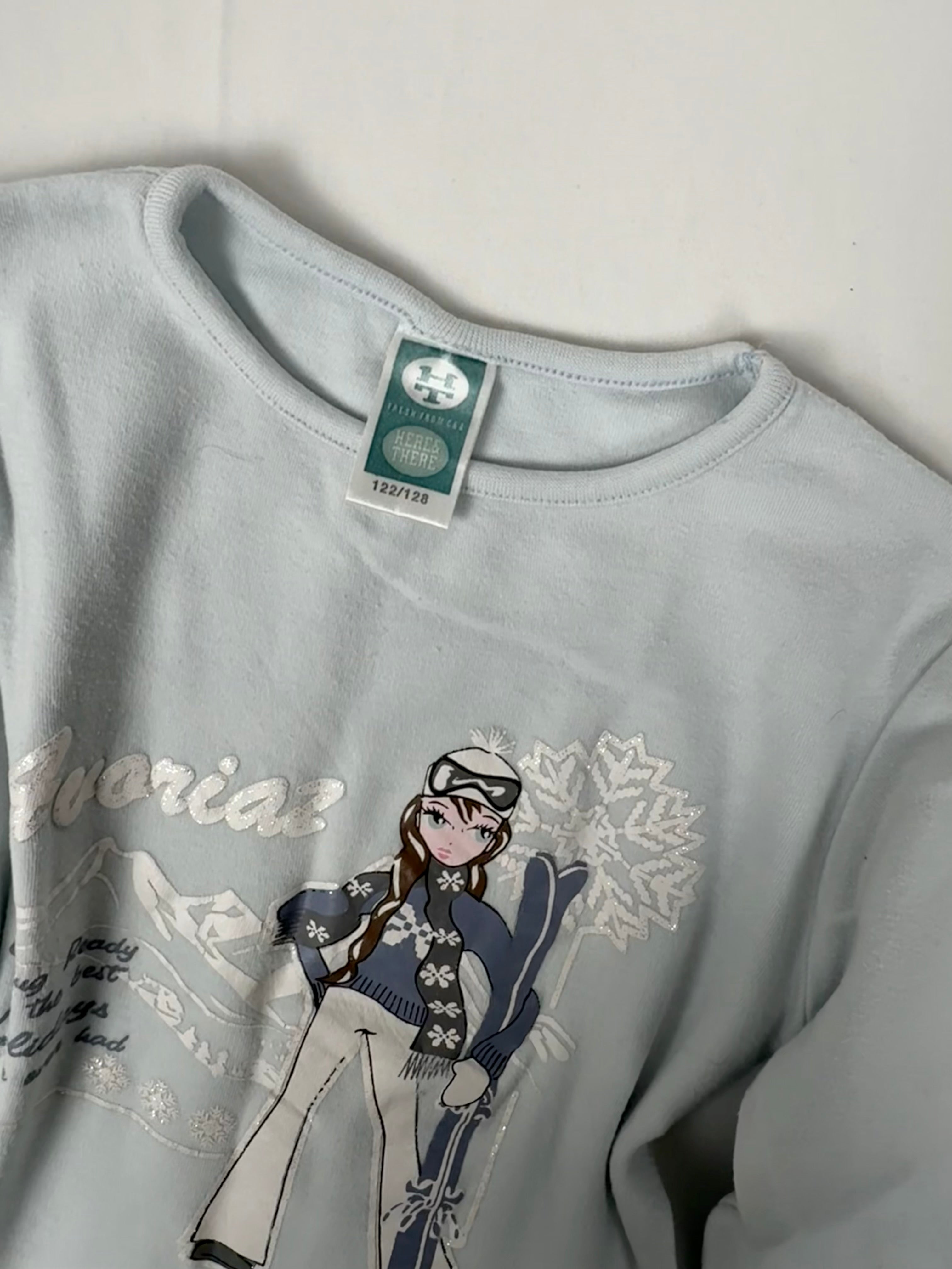 Baby blue graphic long sleeves top (XS)