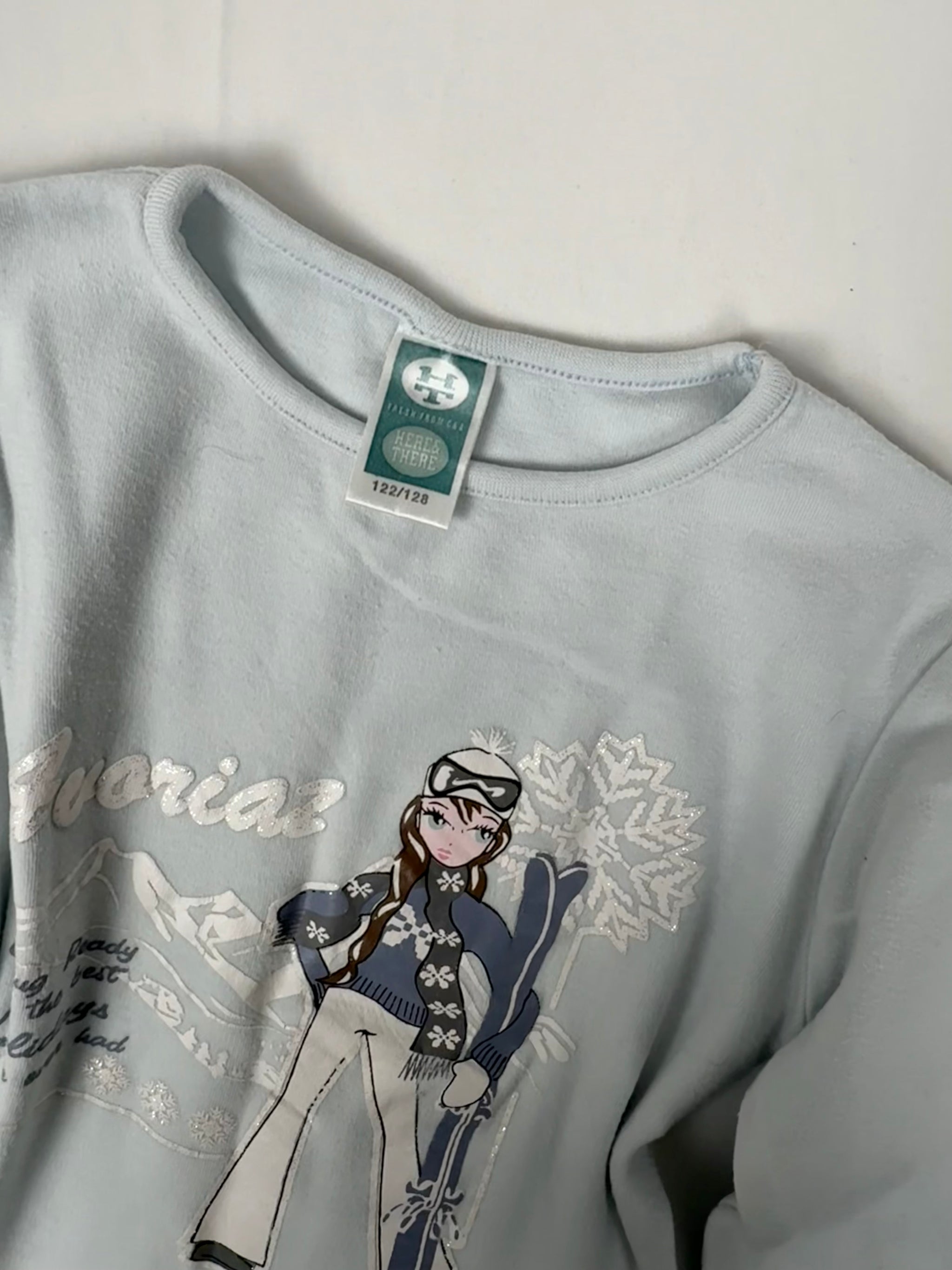 Baby blue graphic long sleeves top (XS)