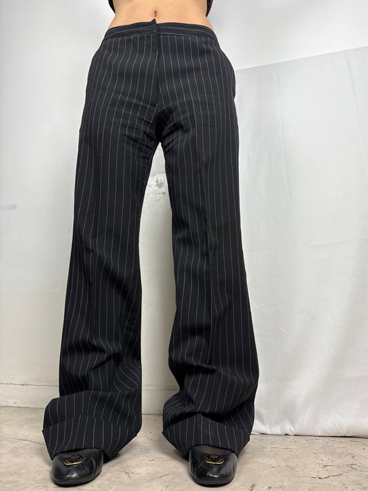 Black striped low rise flared bootcut office pants (M/L)
