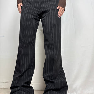 Black striped low rise flared bootcut office pants (M/L)
