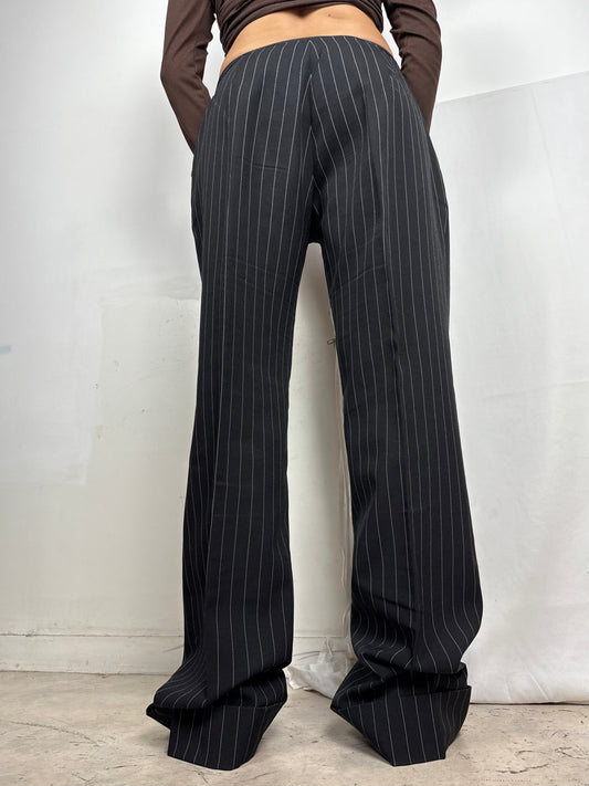 Black striped low rise flared bootcut office pants (M/L)