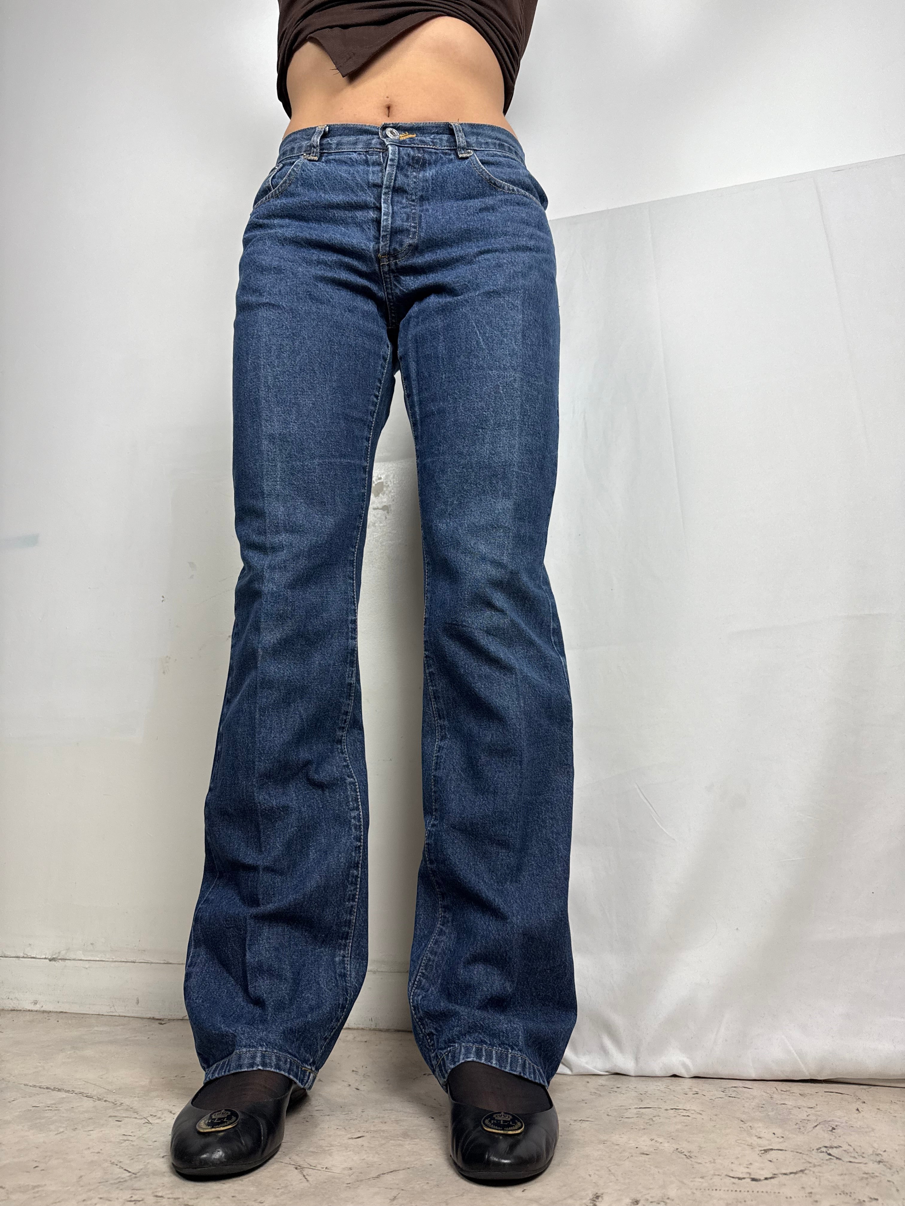 Navy mid rise baggy pants (S/M)