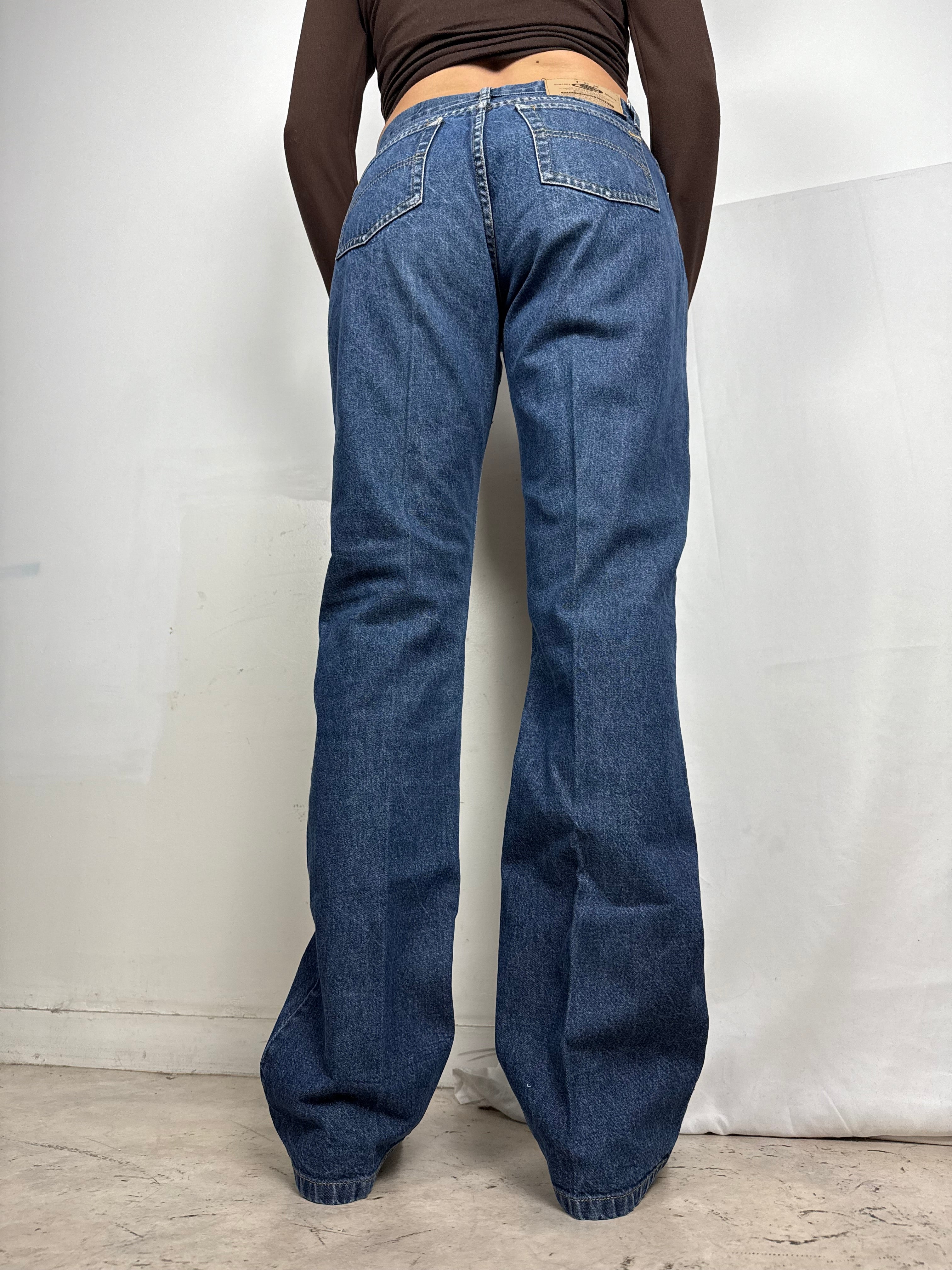 Navy mid rise baggy pants (S/M)