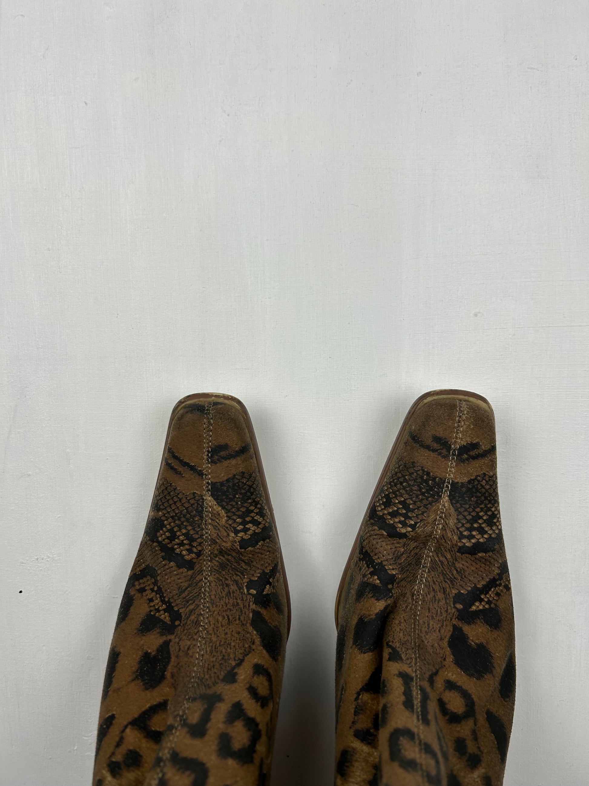 Brown panther print knee high boots (37)