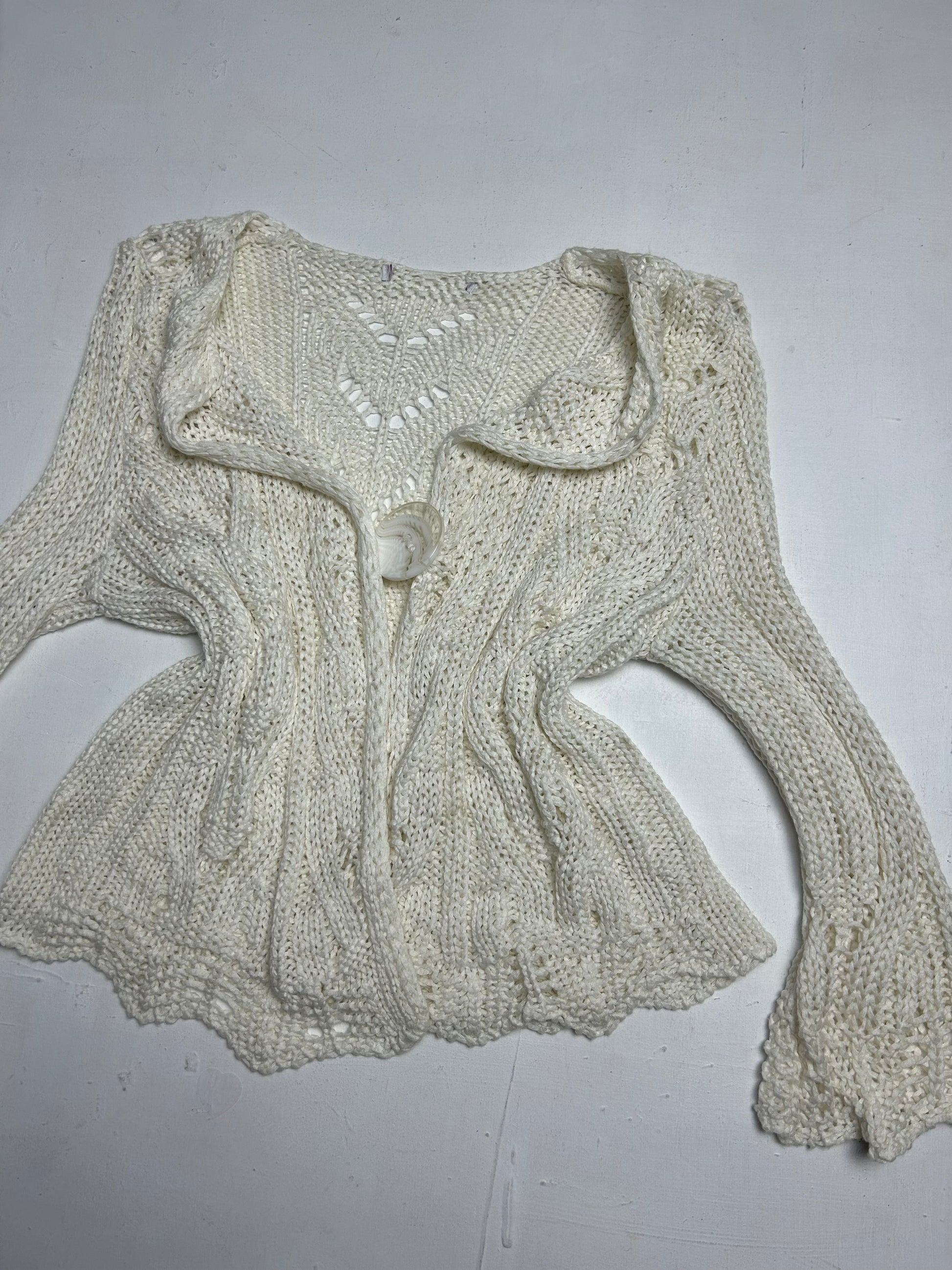 White crochet bolero cardigan jumper (S/M)