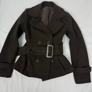 Khaki tight fit trench coat with belt (XS)