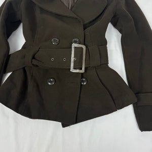 Khaki tight fit trench coat with belt (XS)