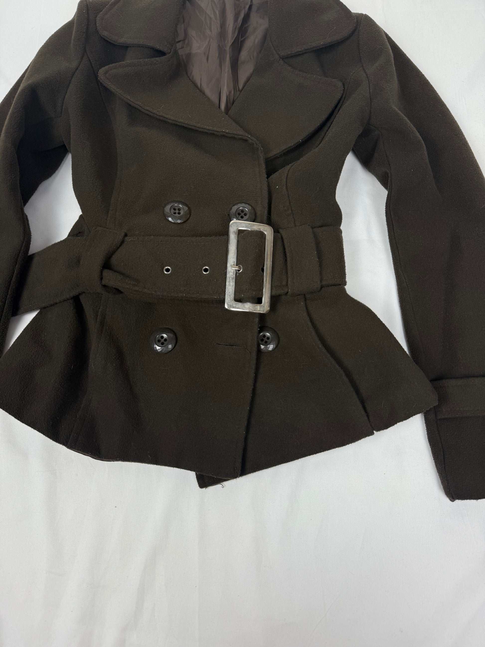 Khaki tight fit trench coat with belt (XS)