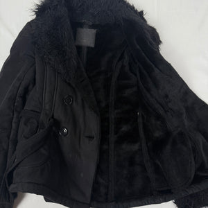 Black suede faux fur neck afghan coat (S/M)