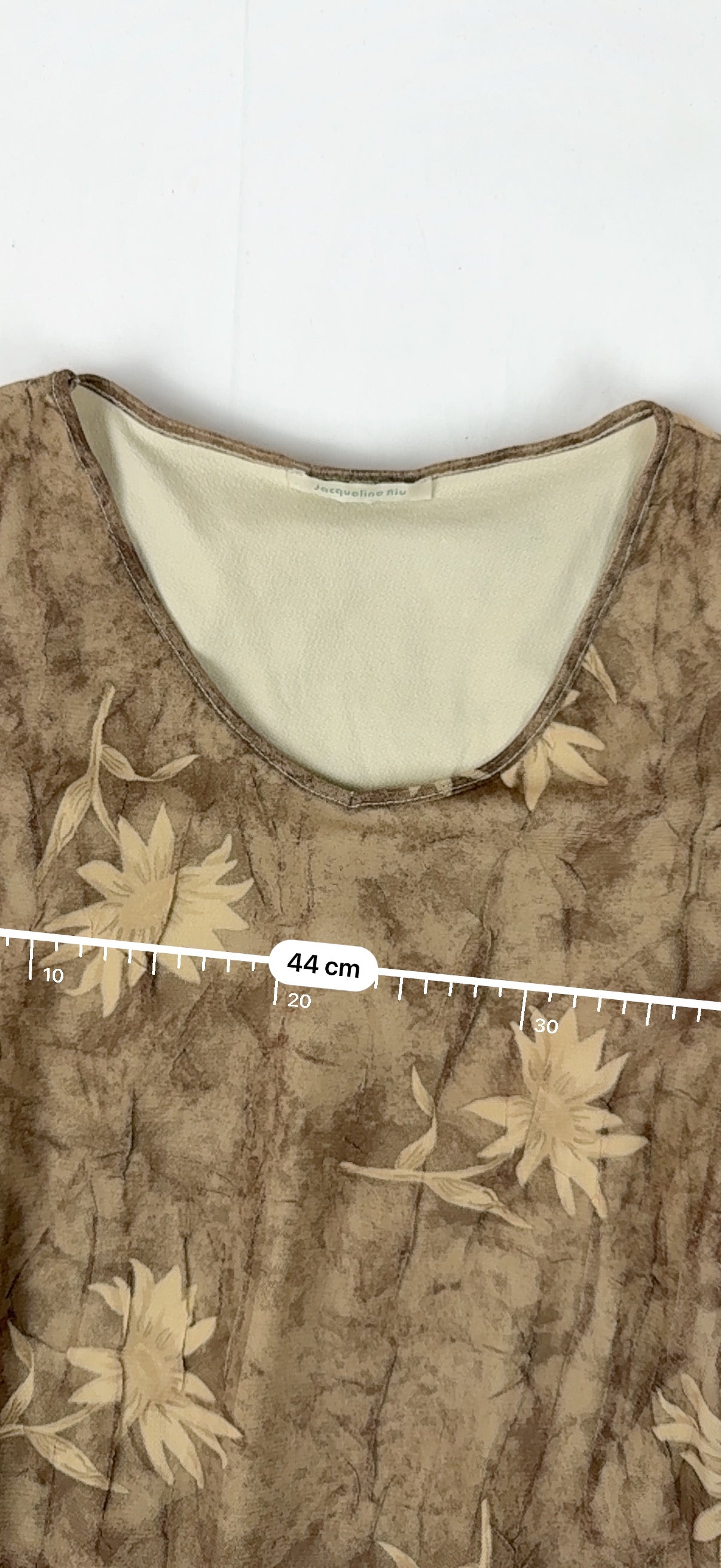 Brown mesh lined flared sleeves top (M)