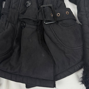 Black suede faux fur neck afghan coat (S/M)