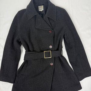 Grey wool tight fit trench coat with belt (XL)