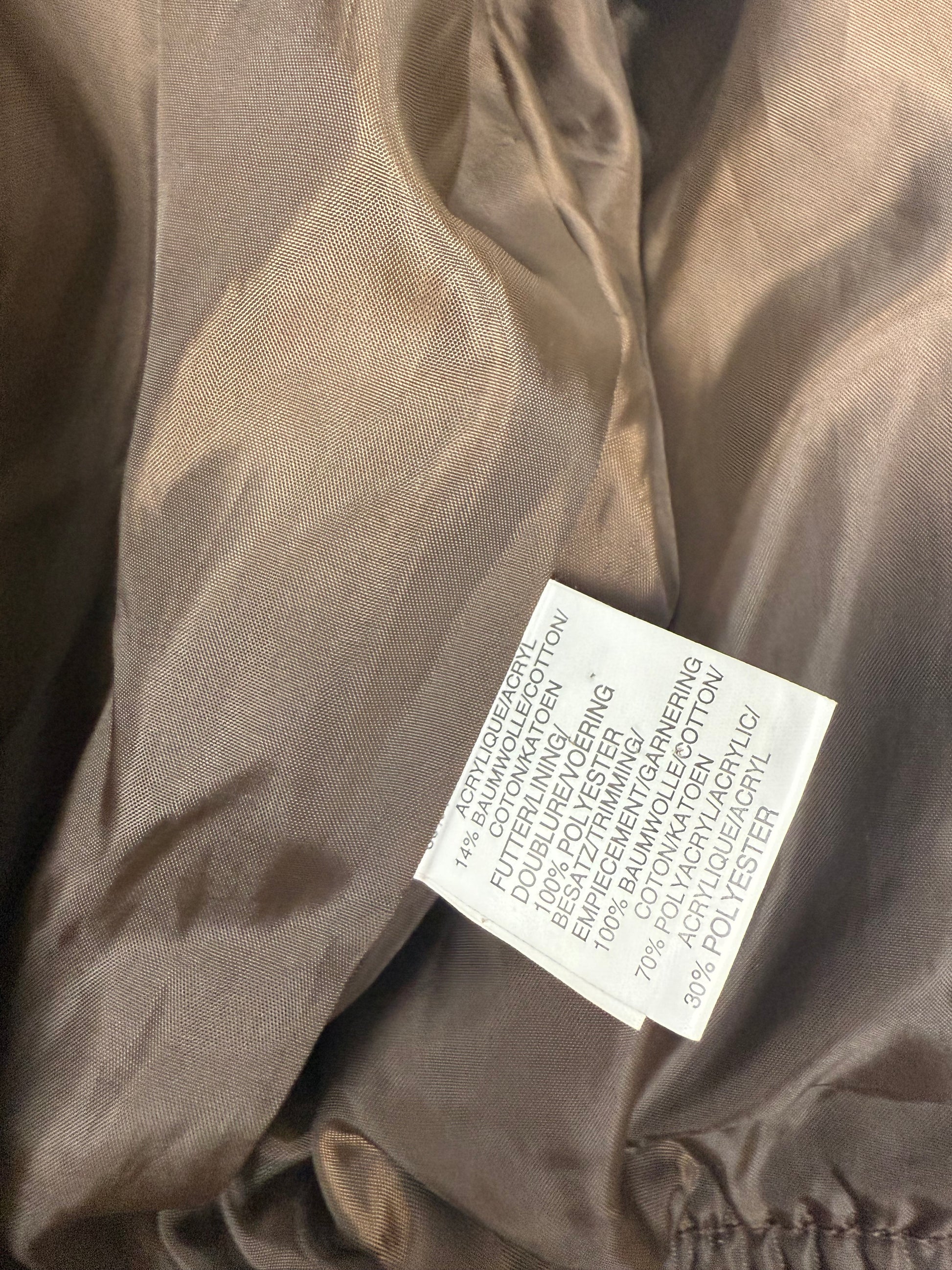 Brown inside faux fur hooded biker jacket (M)