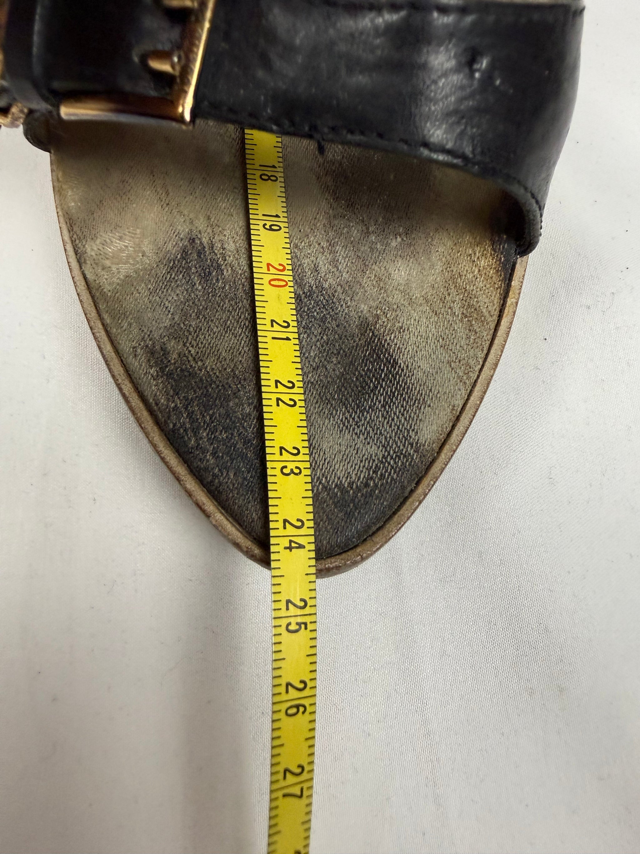 Gold snake buckle real leather heels (36)