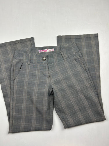 Grey check print stretchy bootcut/ flare office pants (S)