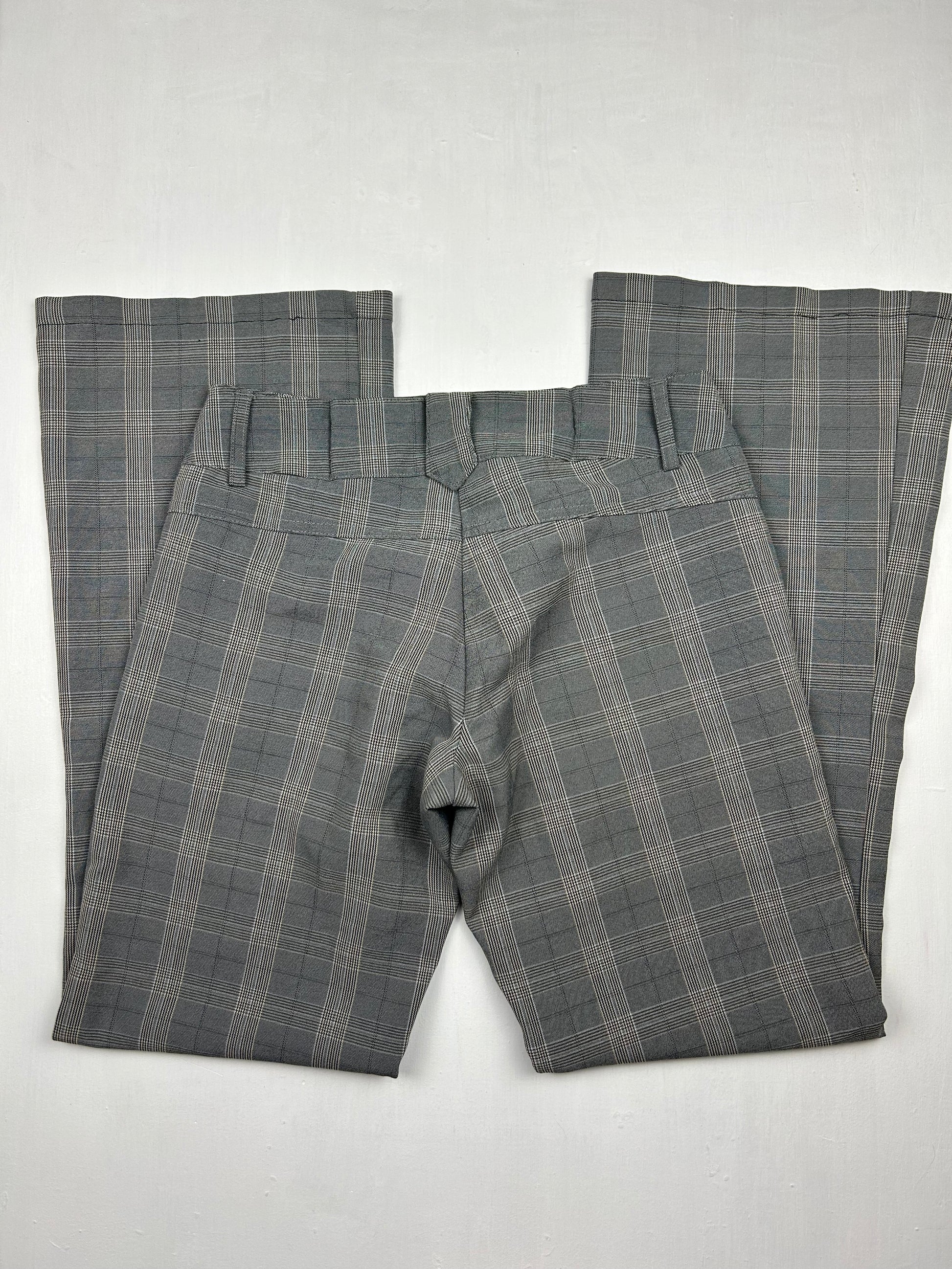 Grey check print stretchy bootcut/ flare office pants (S)