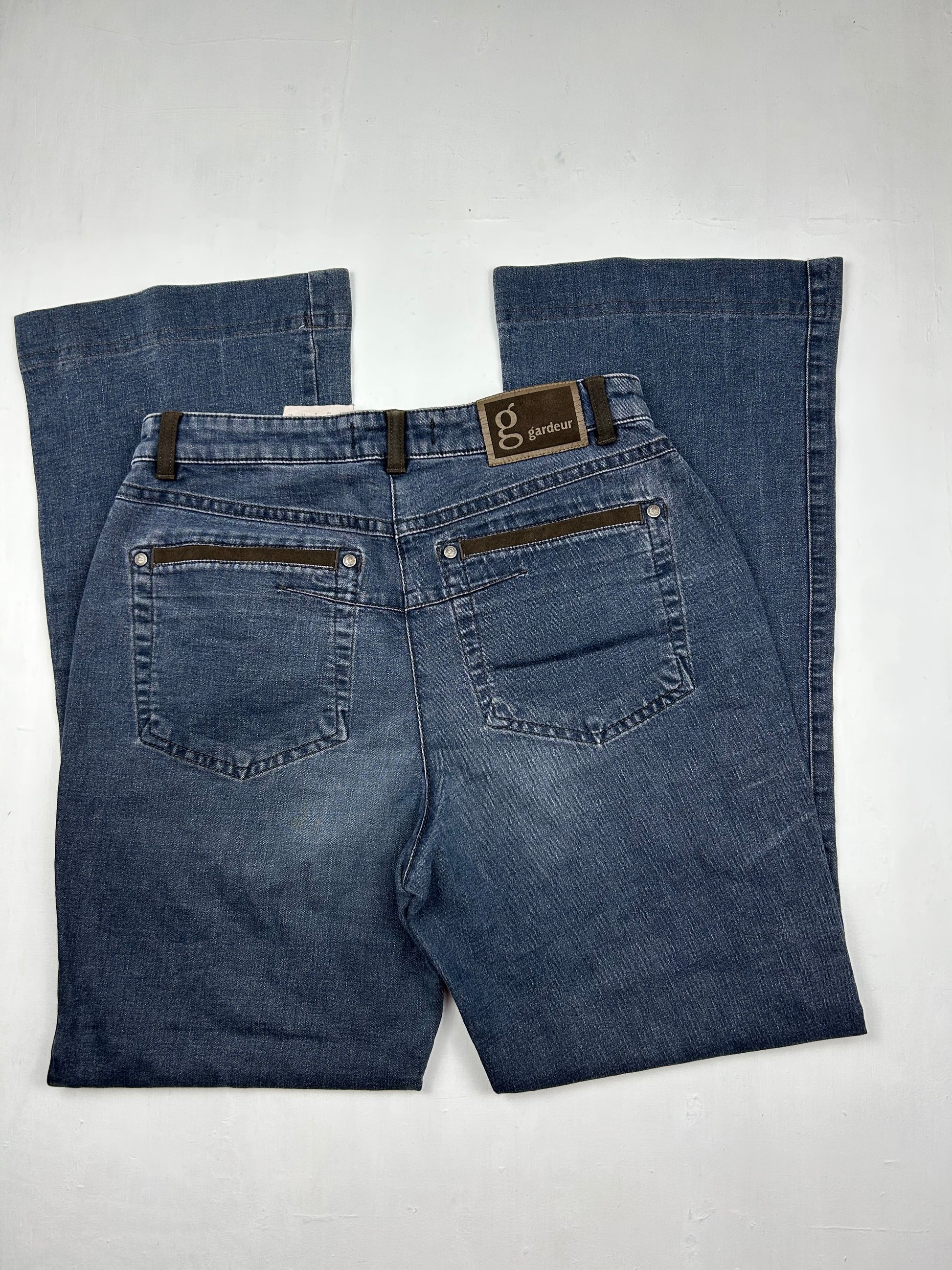 Navy blue mid rise baggy bootcut denim pants (S)