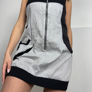 Grey hooded zip up dress (L)