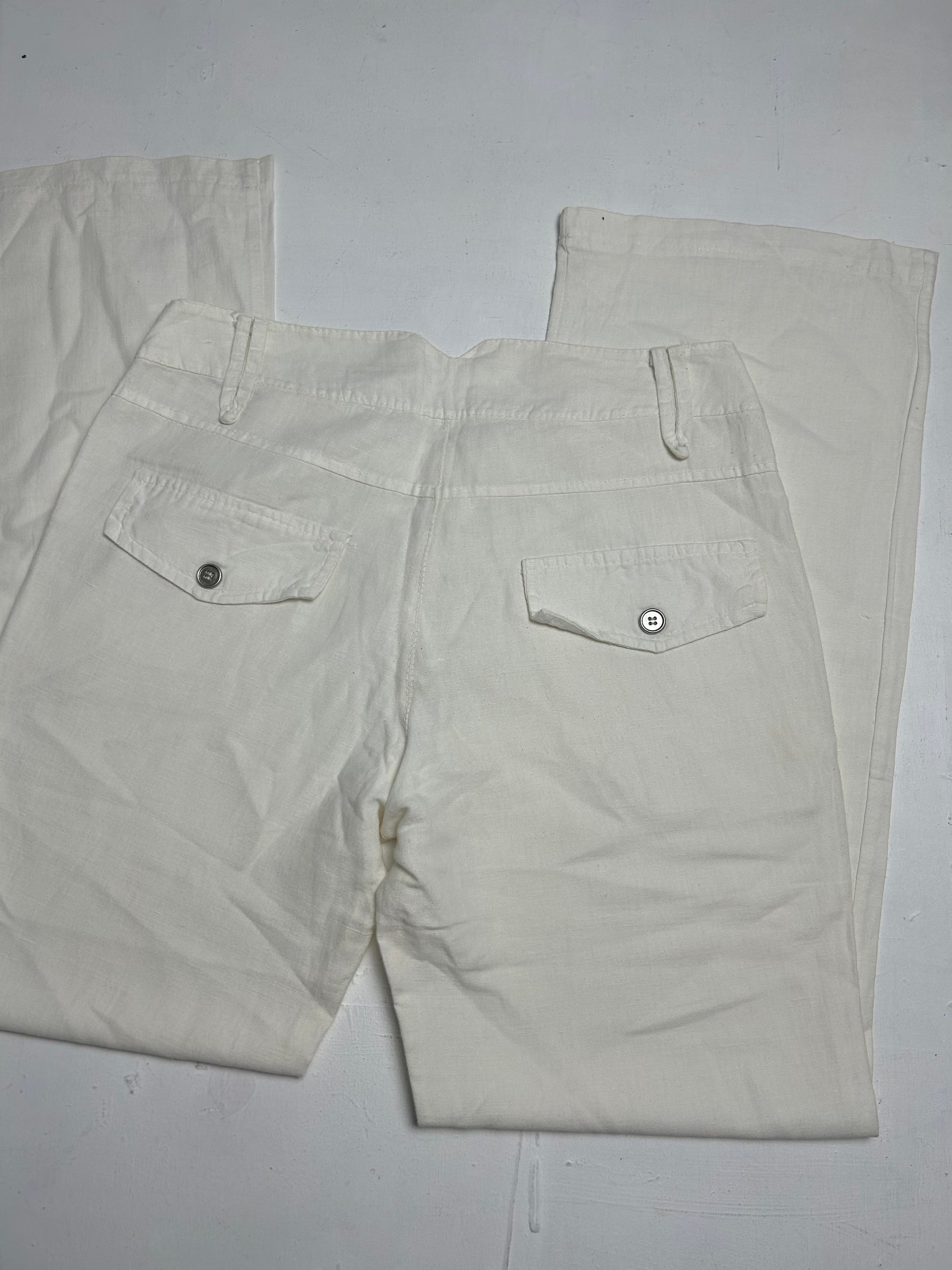 White cream cotton low waist office pants (S/M)