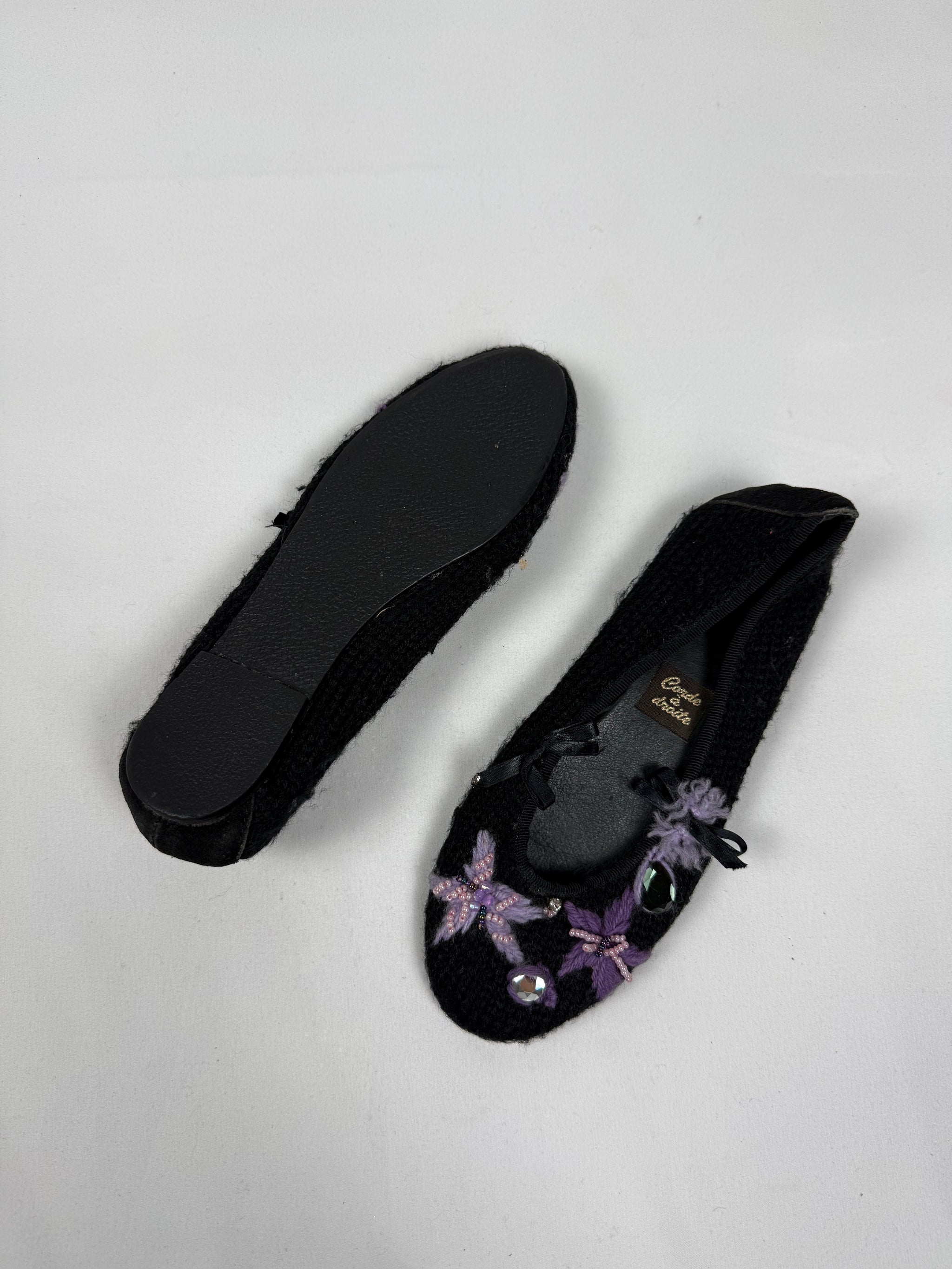 Black crochet embroidered ballet flats (35/36)