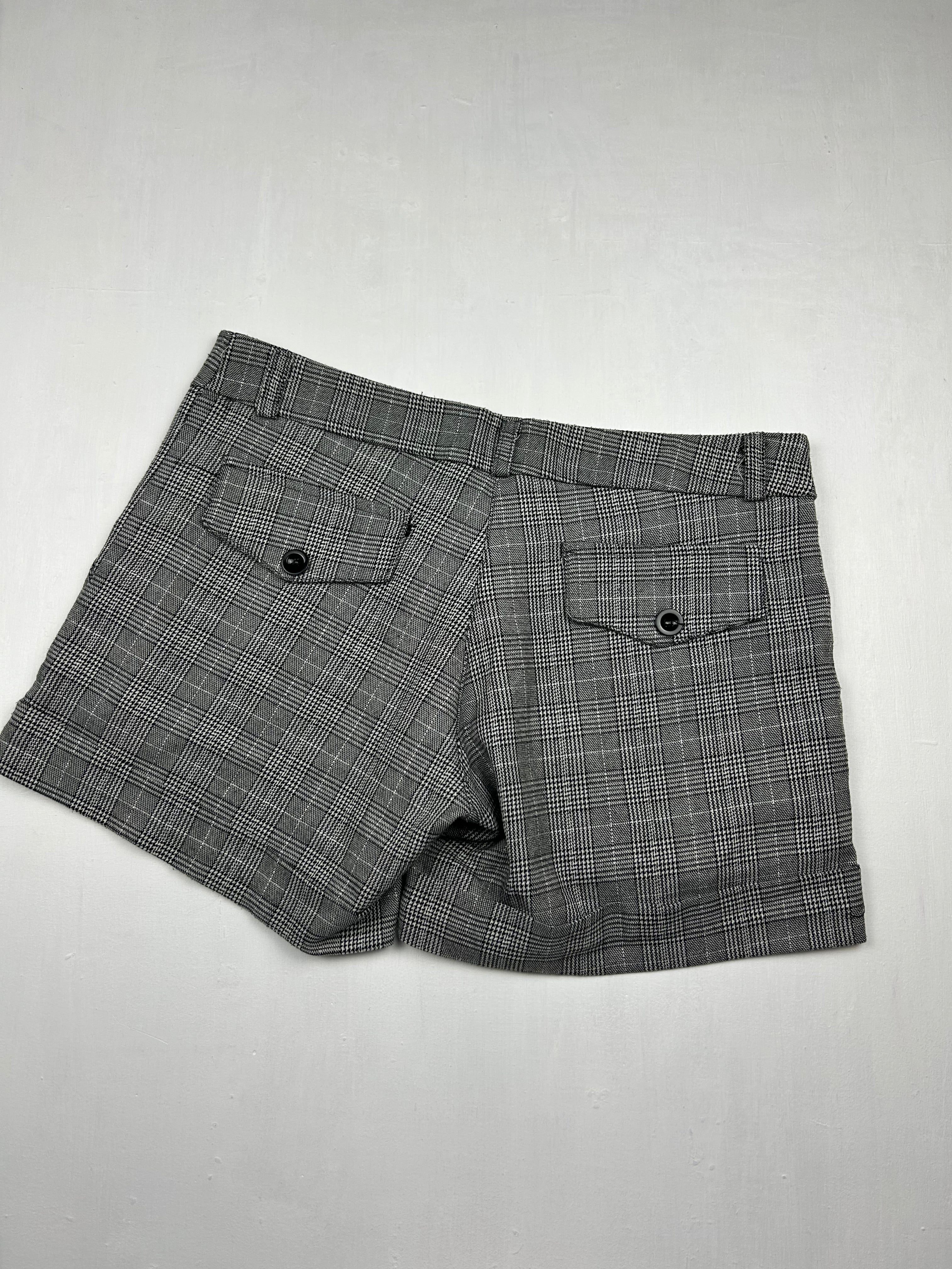 Grey check print low rise office mini short (S/M)