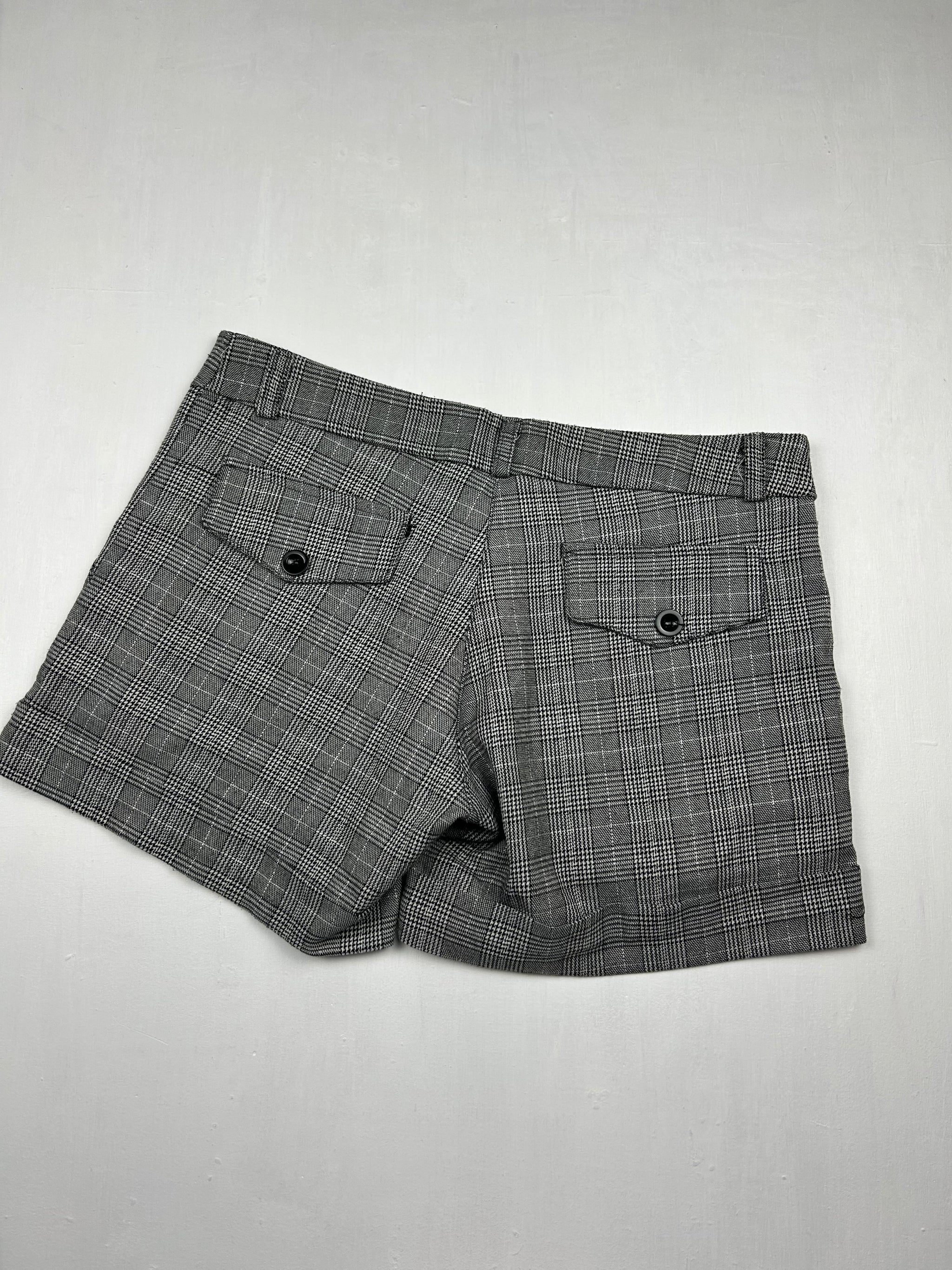 Grey check print low rise office mini short (S/M)