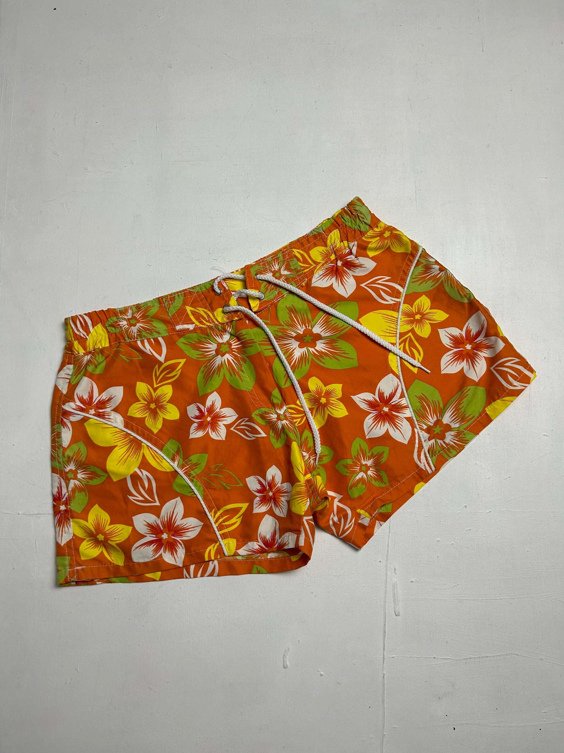 Orange floral print  low rise mini micro short (S/M)