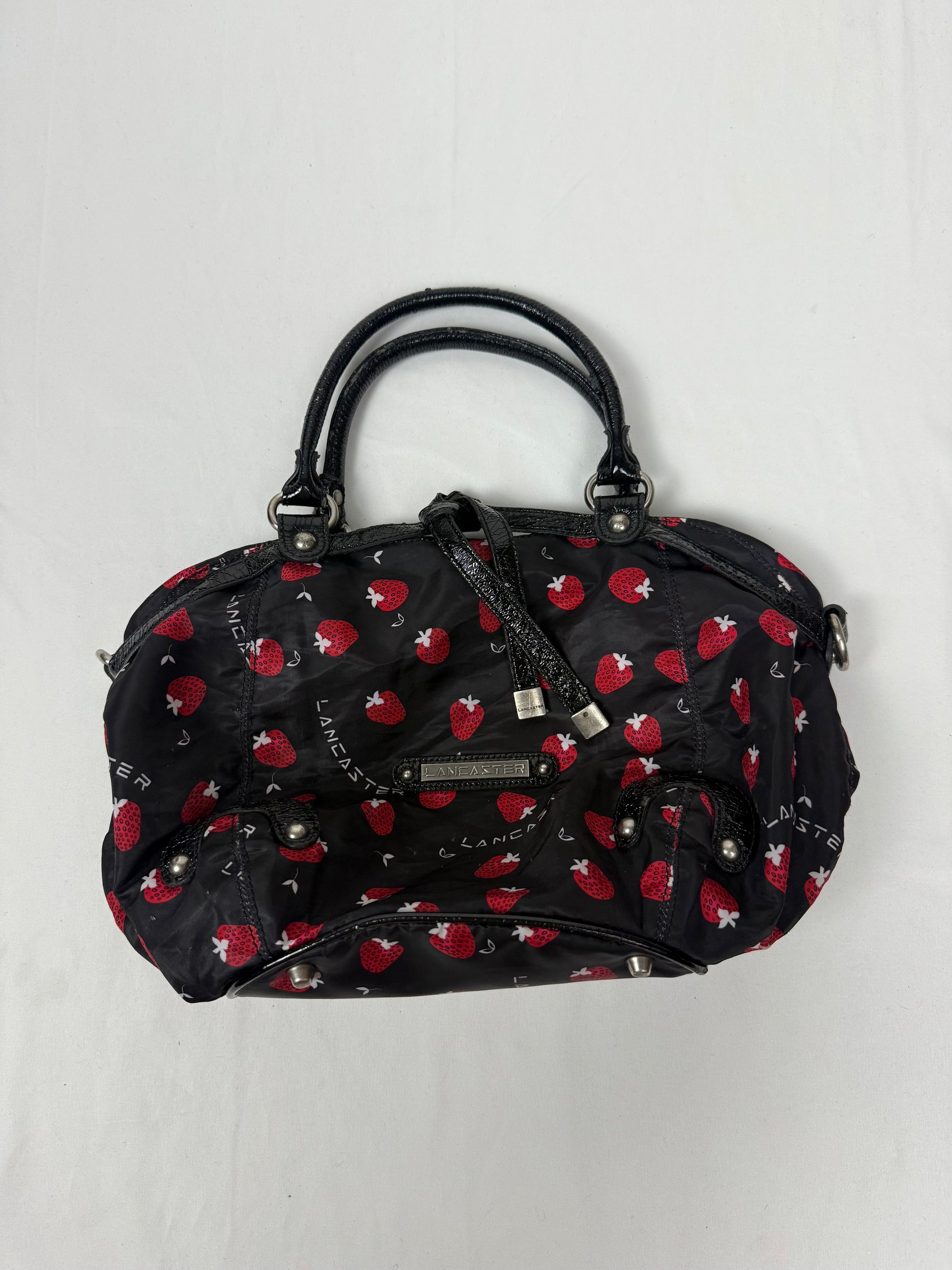 Black strawberries besace shoulder bag (37x23cm)