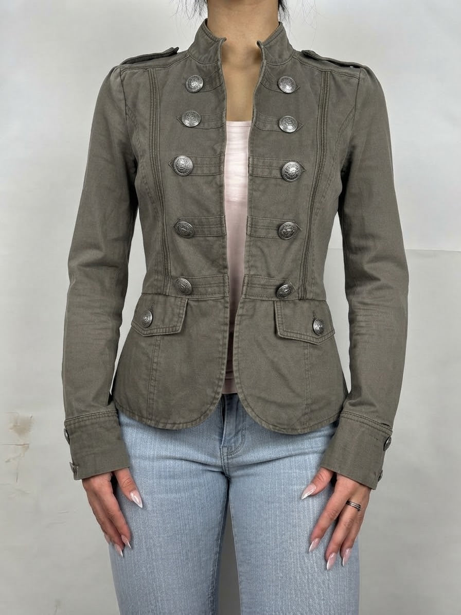 Khaki lace up military jacket (M)