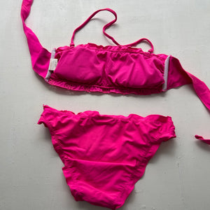 Pink embroidered low rise bikini set (XS)