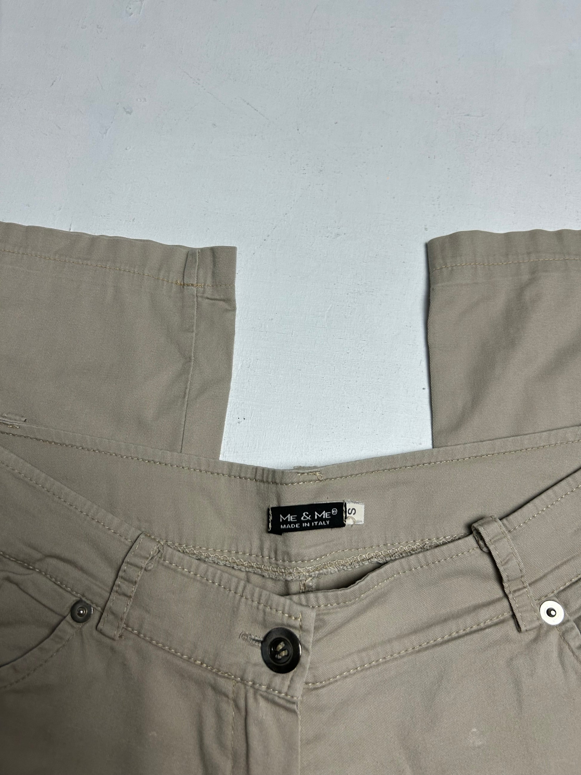 Beige cotton low waist cargo pants (S/M)