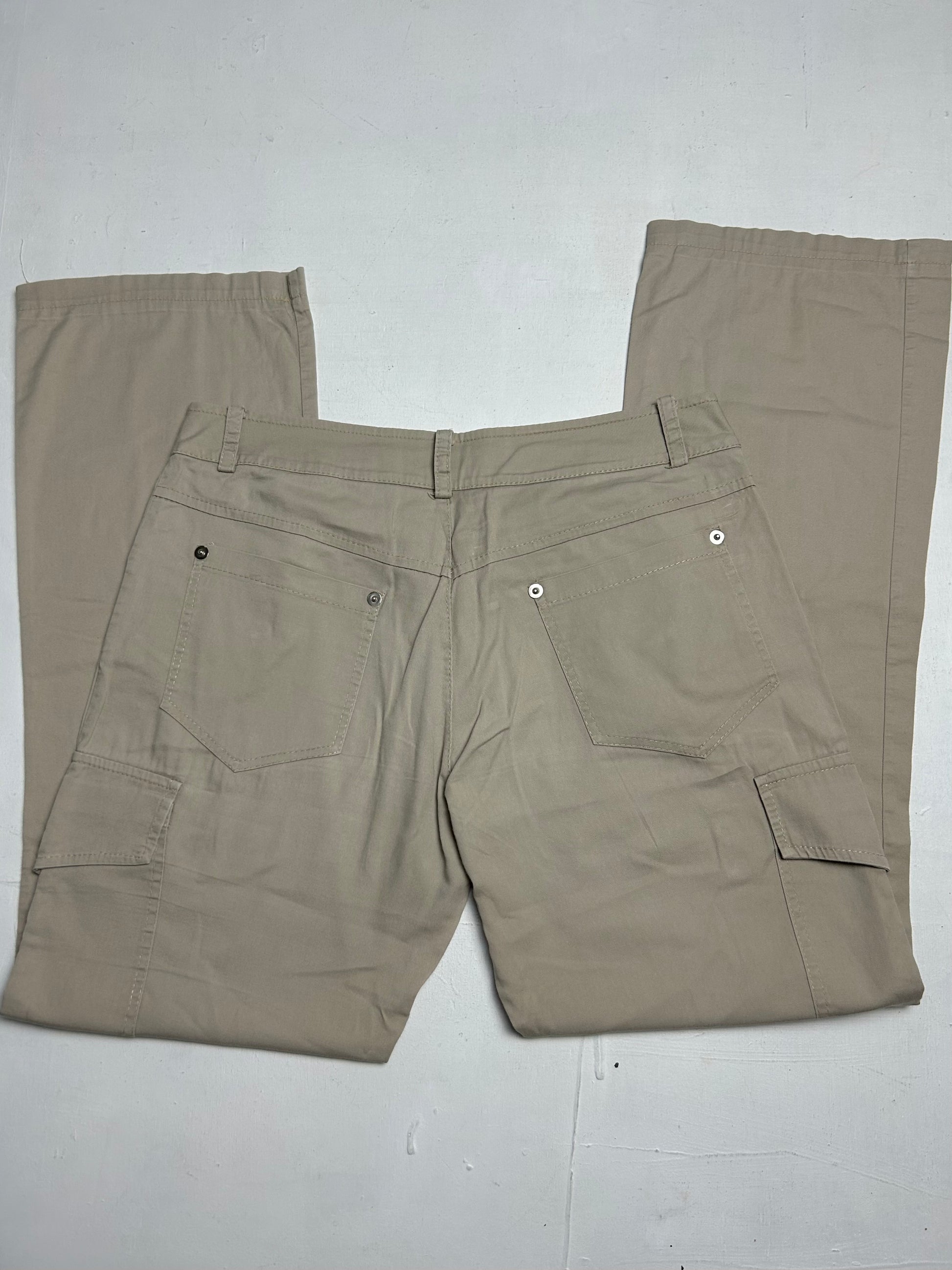 Beige cotton low waist cargo pants (S/M)