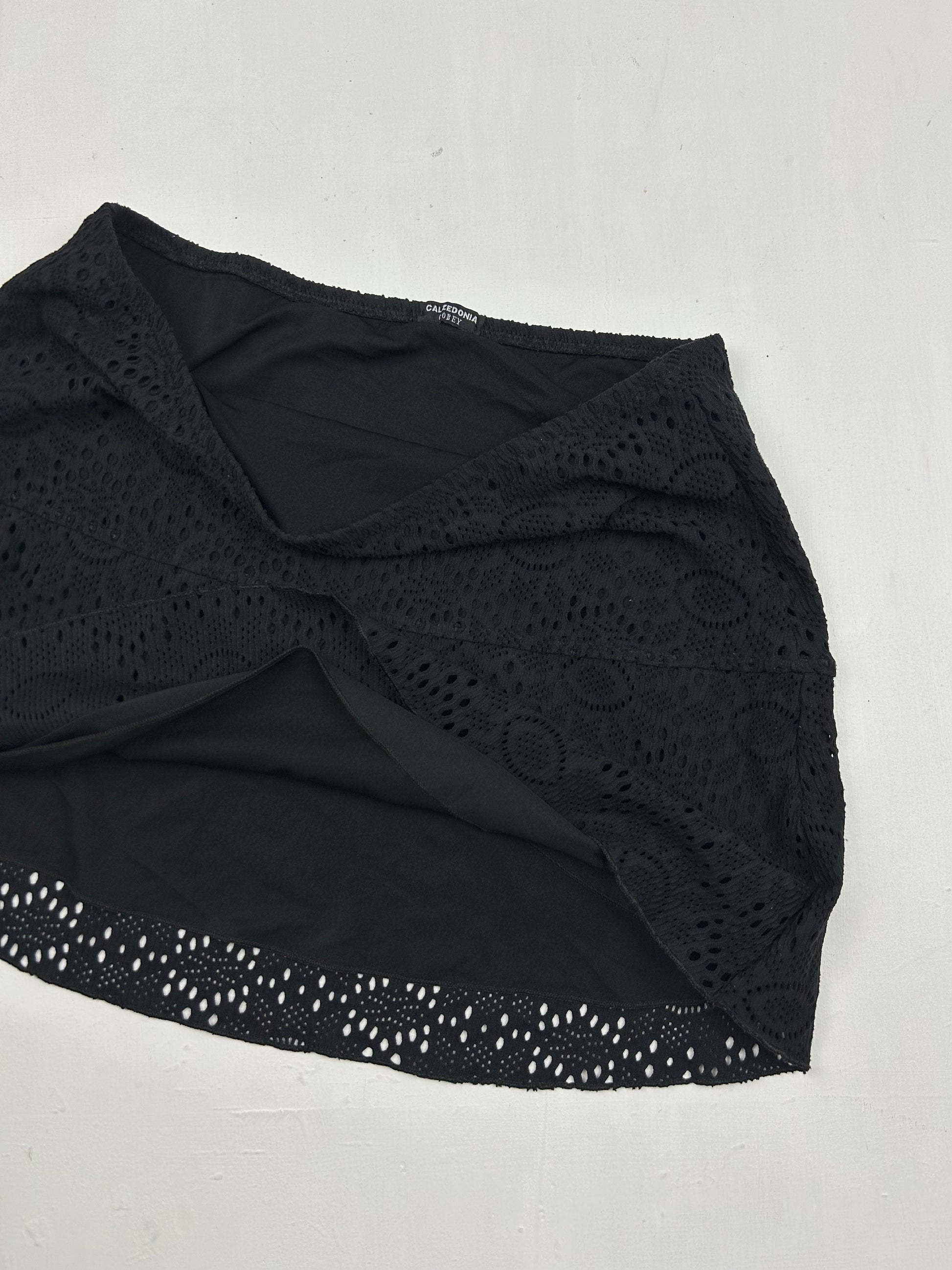Black crochet lycra pareo mini skirt (S)
