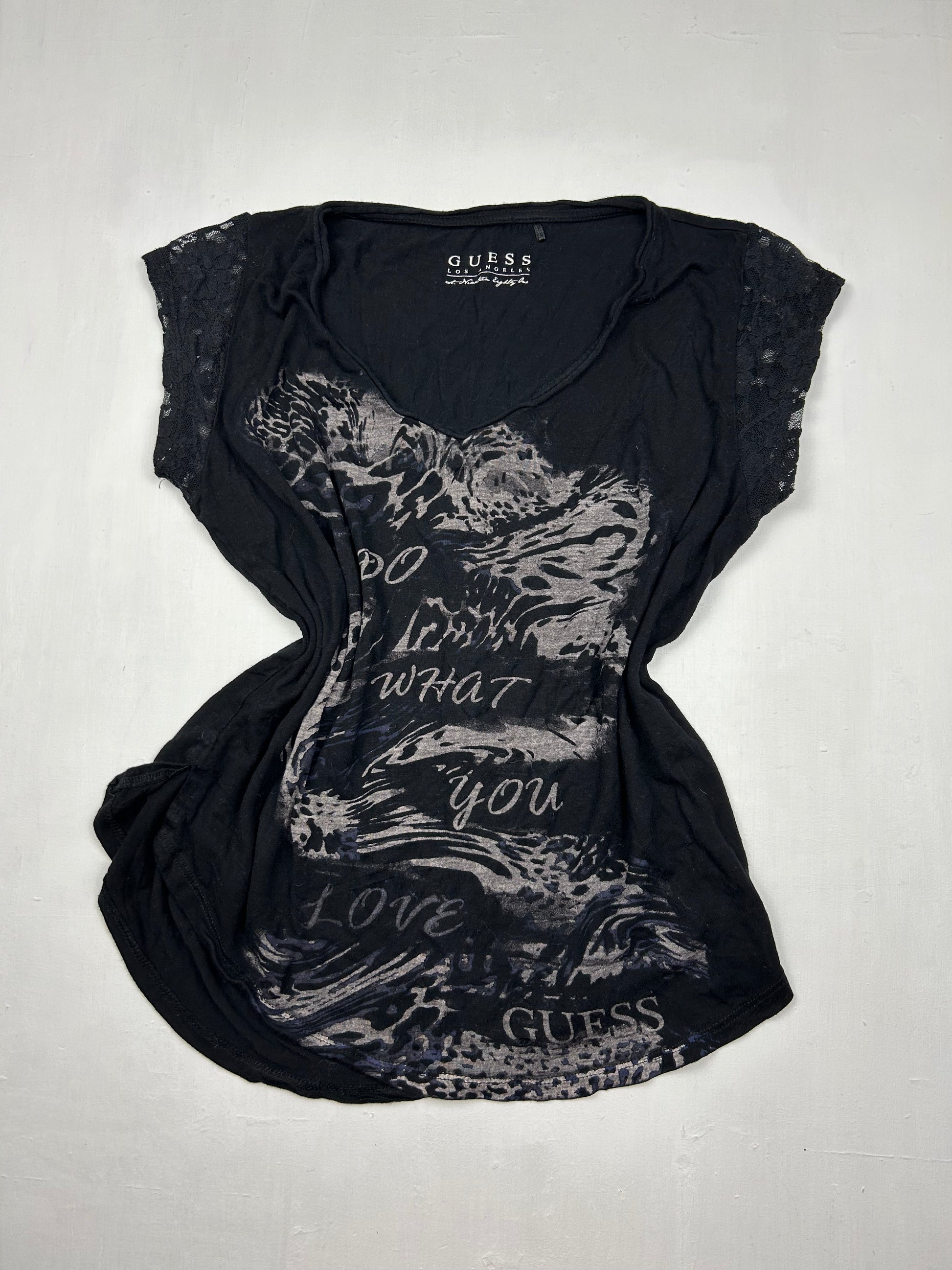 Black lace detail tee (S/M)